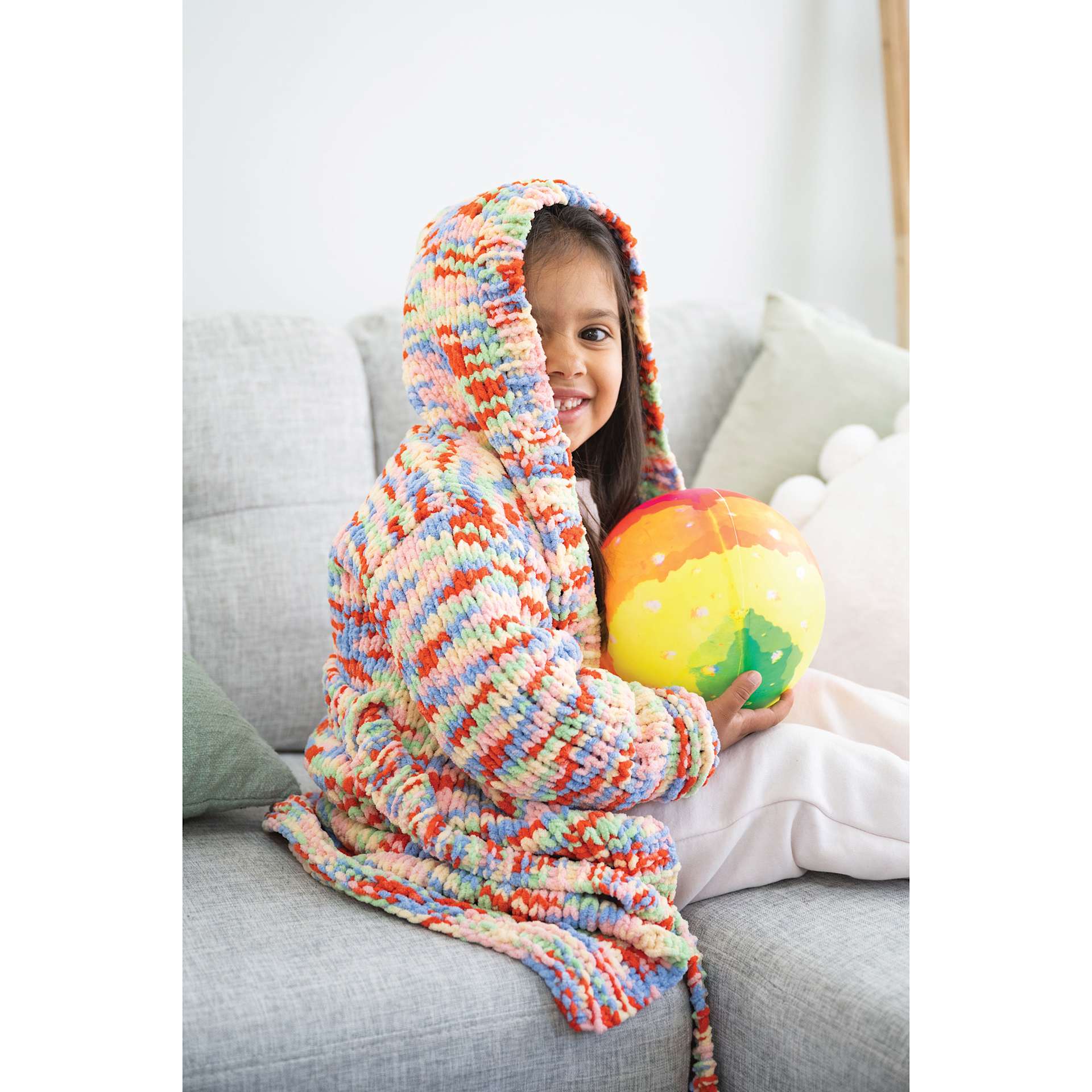 Lion Brand Cover Story Favorite Blanket Yarn - Macarons, 10.5 oz completed jacket project example