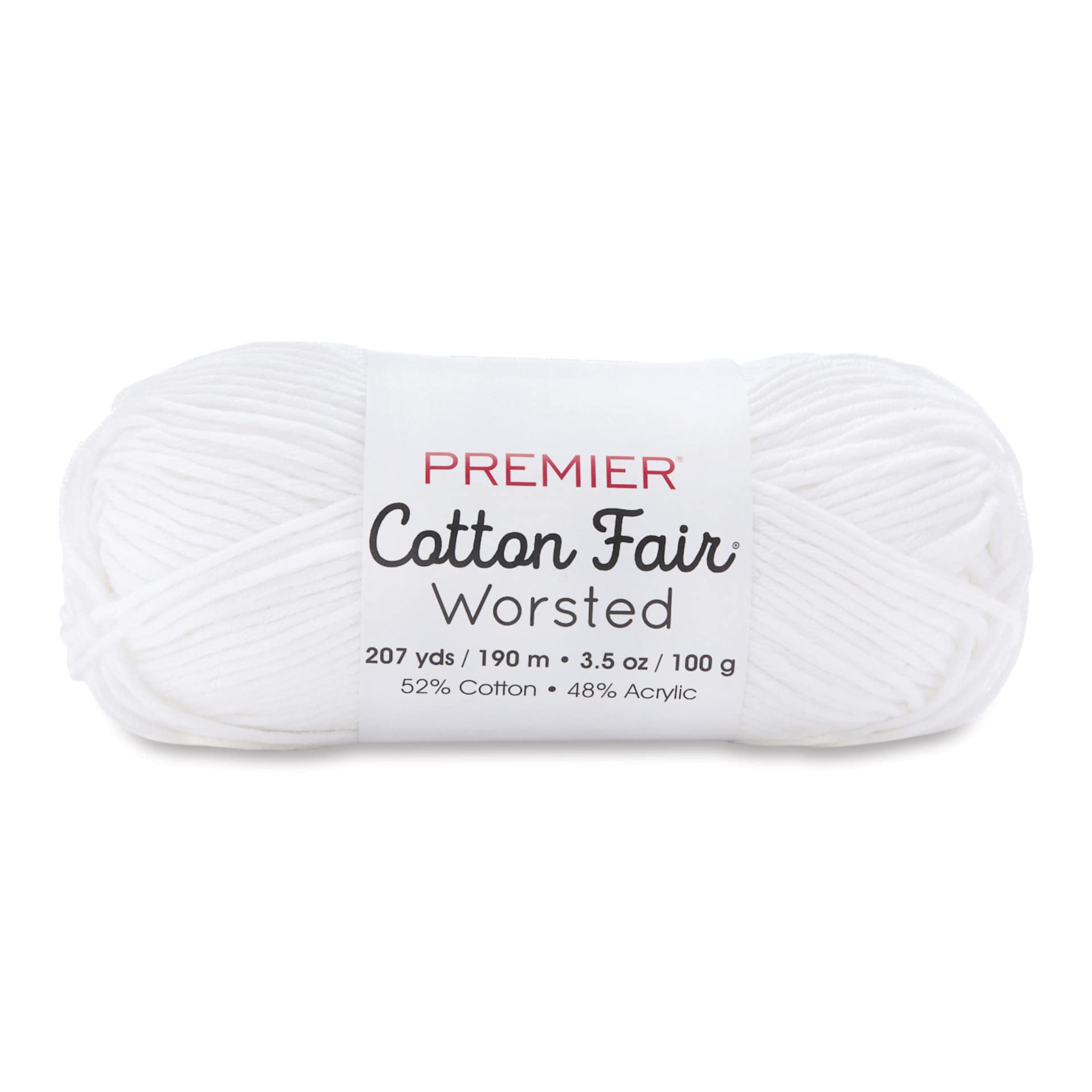 Premier Yarn Cotton Fair Worsted Yarn - White, 207 yds