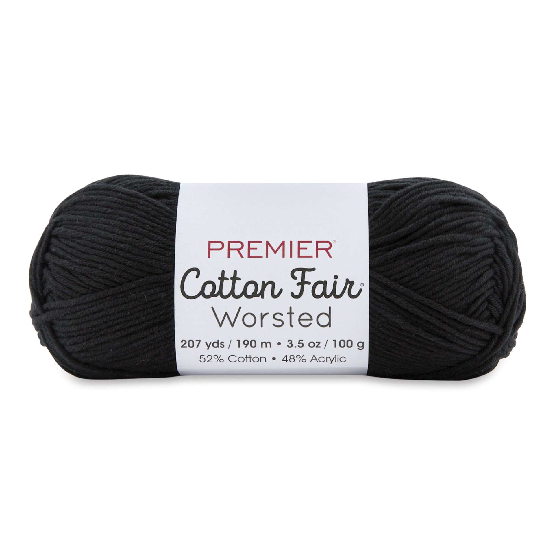 Premier Yarn Cotton Fair Worsted Yarn - Black, 207 yds