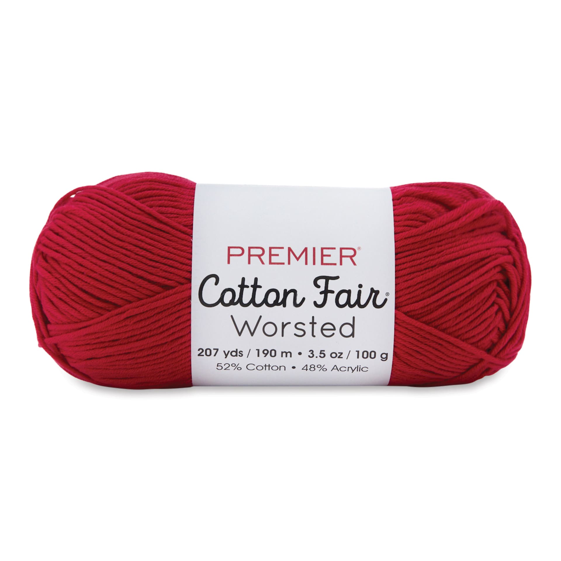 Premier Yarn Cotton Fair Worsted Yarn - Red, 207 yds