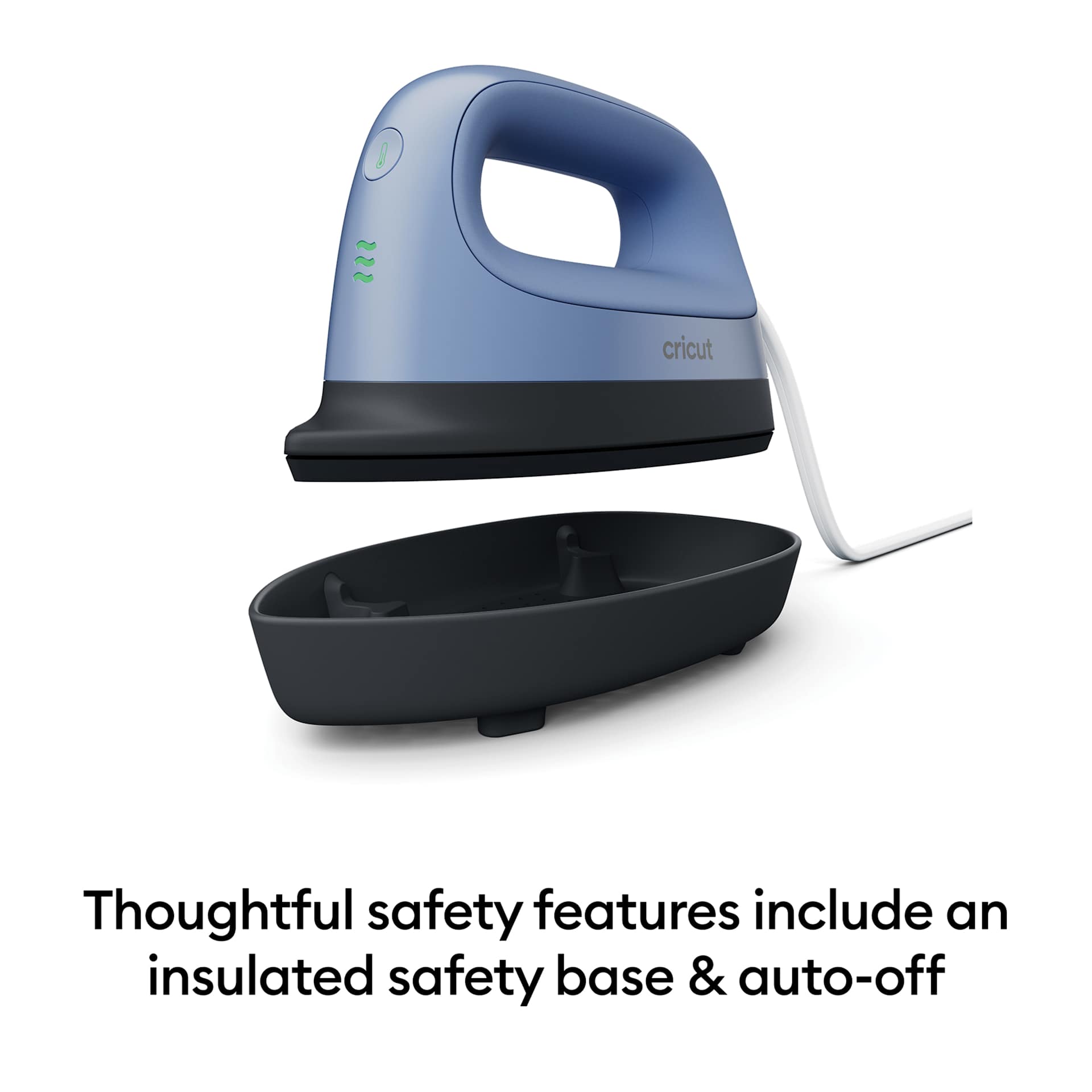 Thoughtful safety features include an insulated safety base and auto-off
