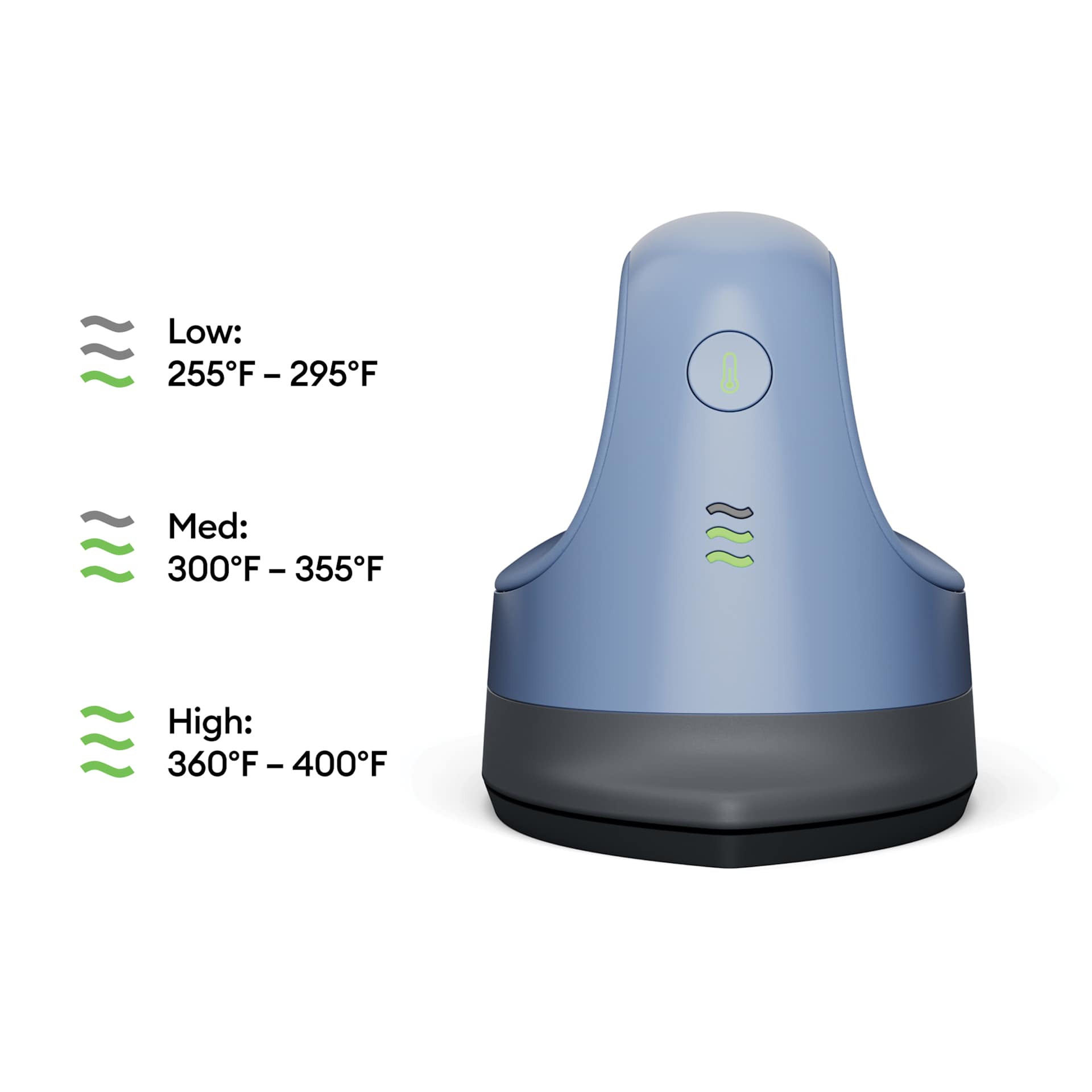 Cricut EasyPress Mini 6" x 3" showing available heat settings