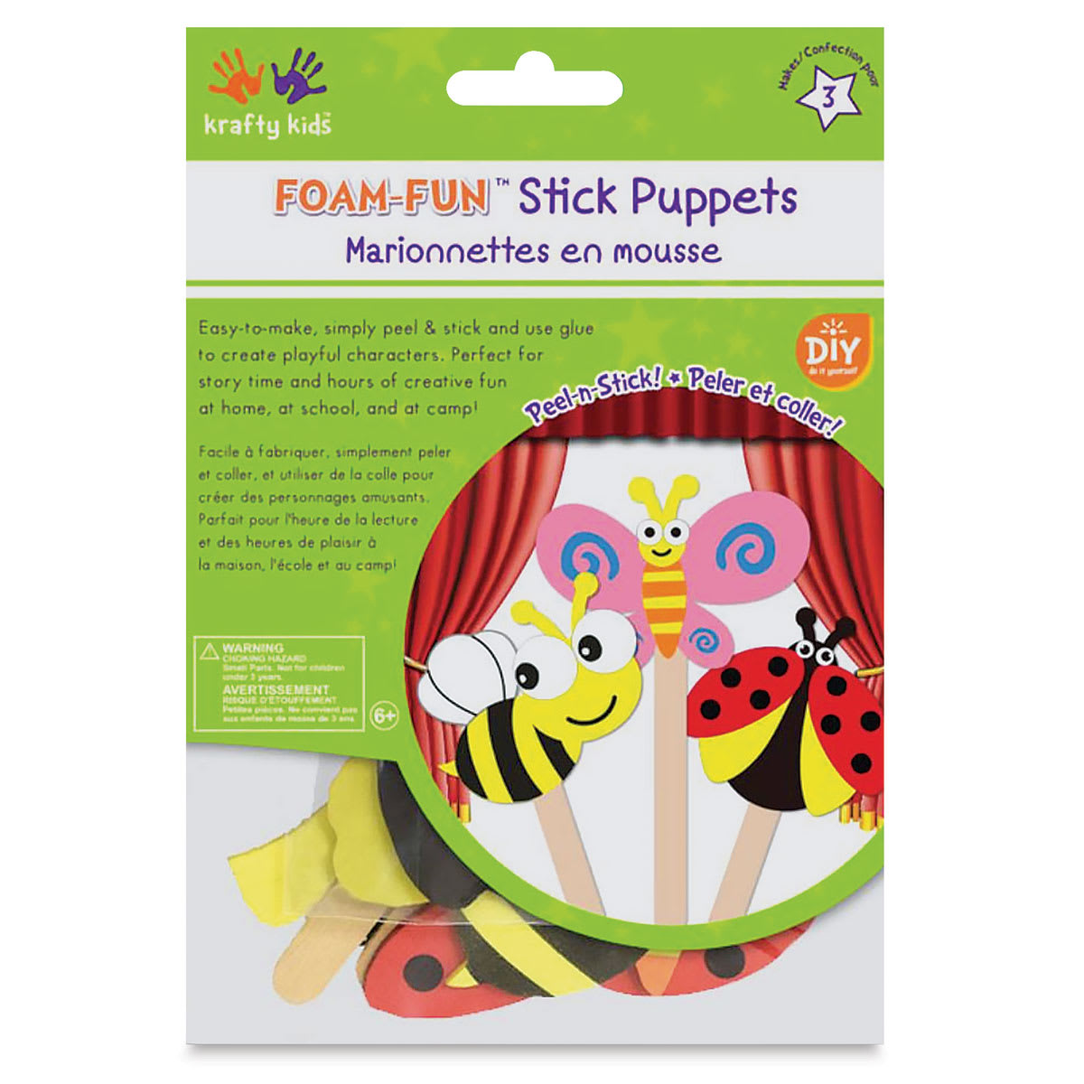 Krafty Kids DIY Foam-Fun Stick Puppets - Flying Insects (In packaging)