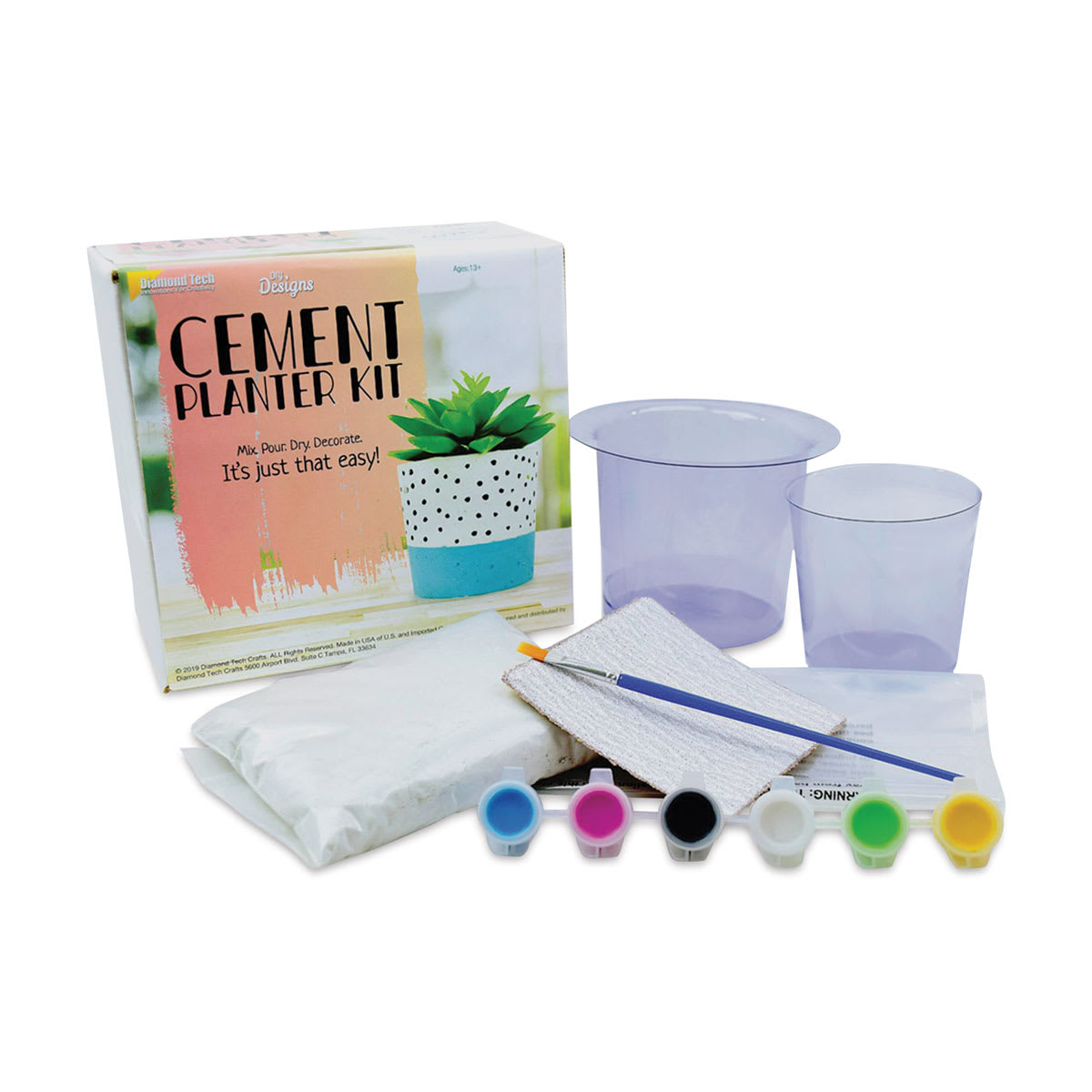 DIY Designs Cement Craft Kit - Planter Kit (Shown with kit contents.)