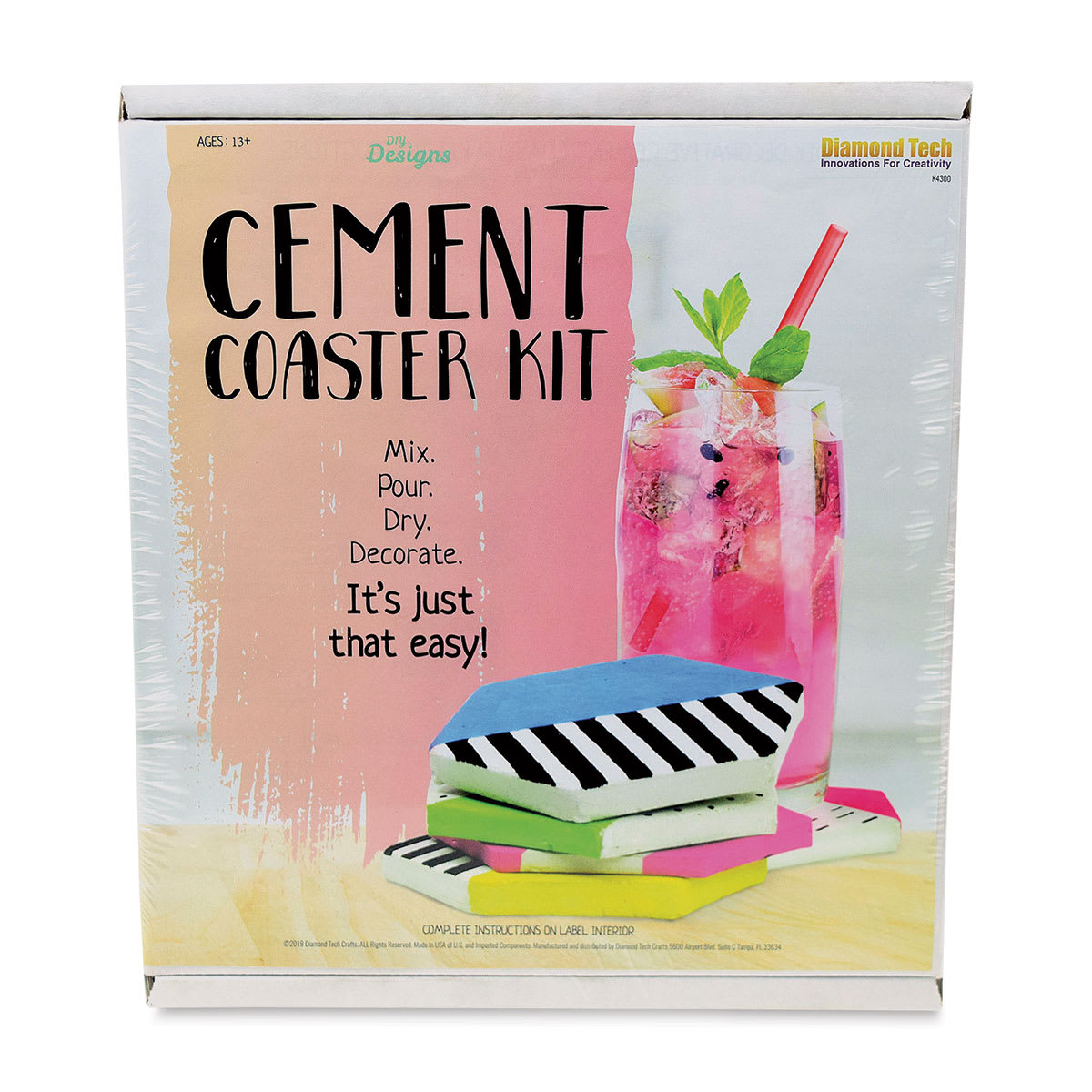 DIY Designs Cement Craft Kit - Coaster Kit (Front of packaging.)