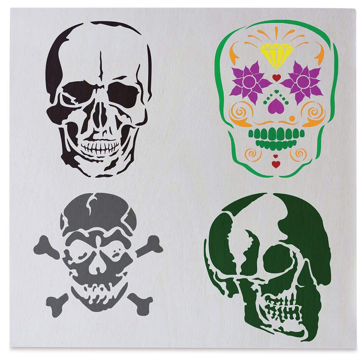 Stencil1 Multipack Stencil - Skulls, Set of 4, 8-1/2" W x 11" L (Sample Artwork)