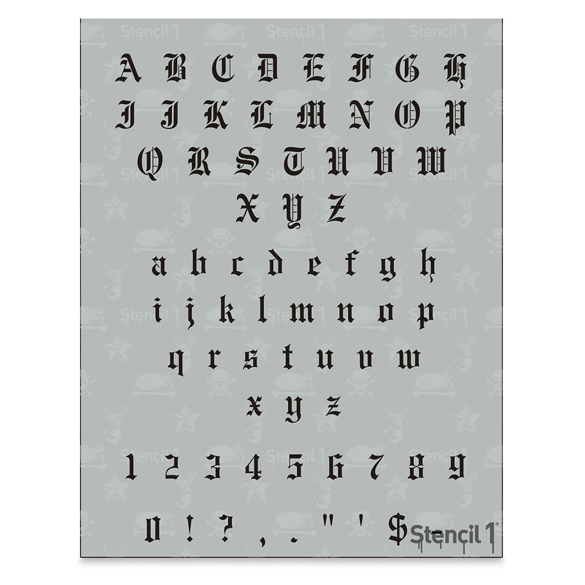 Stencil1 Font Stencil - Old English, 1/2" Letters
