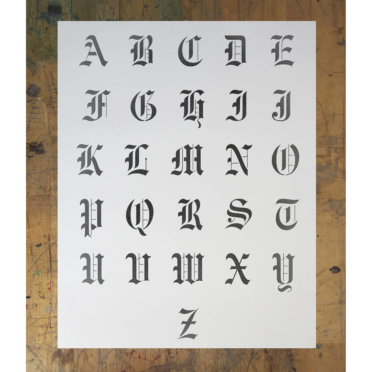 Stencil1 Font Stencil - Old English, 1" Letters (Sample Letters)