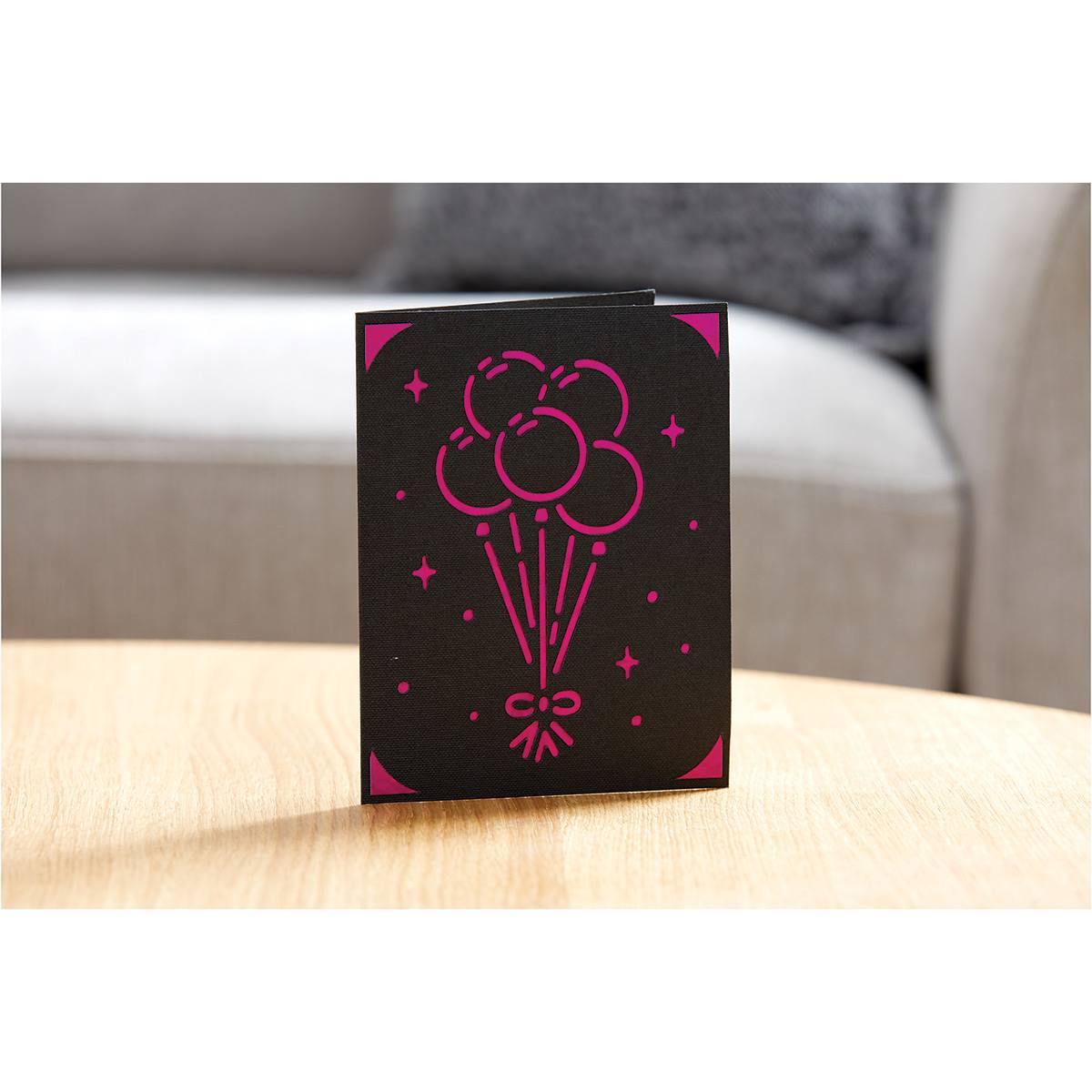 Cricut Joy Cards, Inserts, and Envelopes - Merriweather, Package of 10 (Balloons Card with Party Pink Crystal Insert)