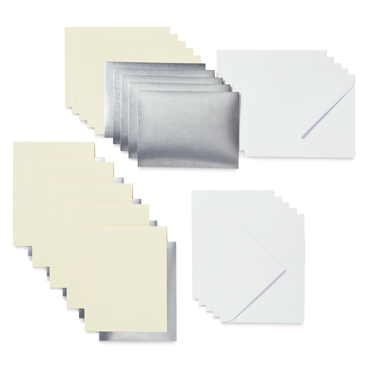 Cricut Joy Cards, Inserts, and Envelopes - Cream/Silver Brush, Package of 10 (Cards, Inserts, and Envelopes shown out of packaging)