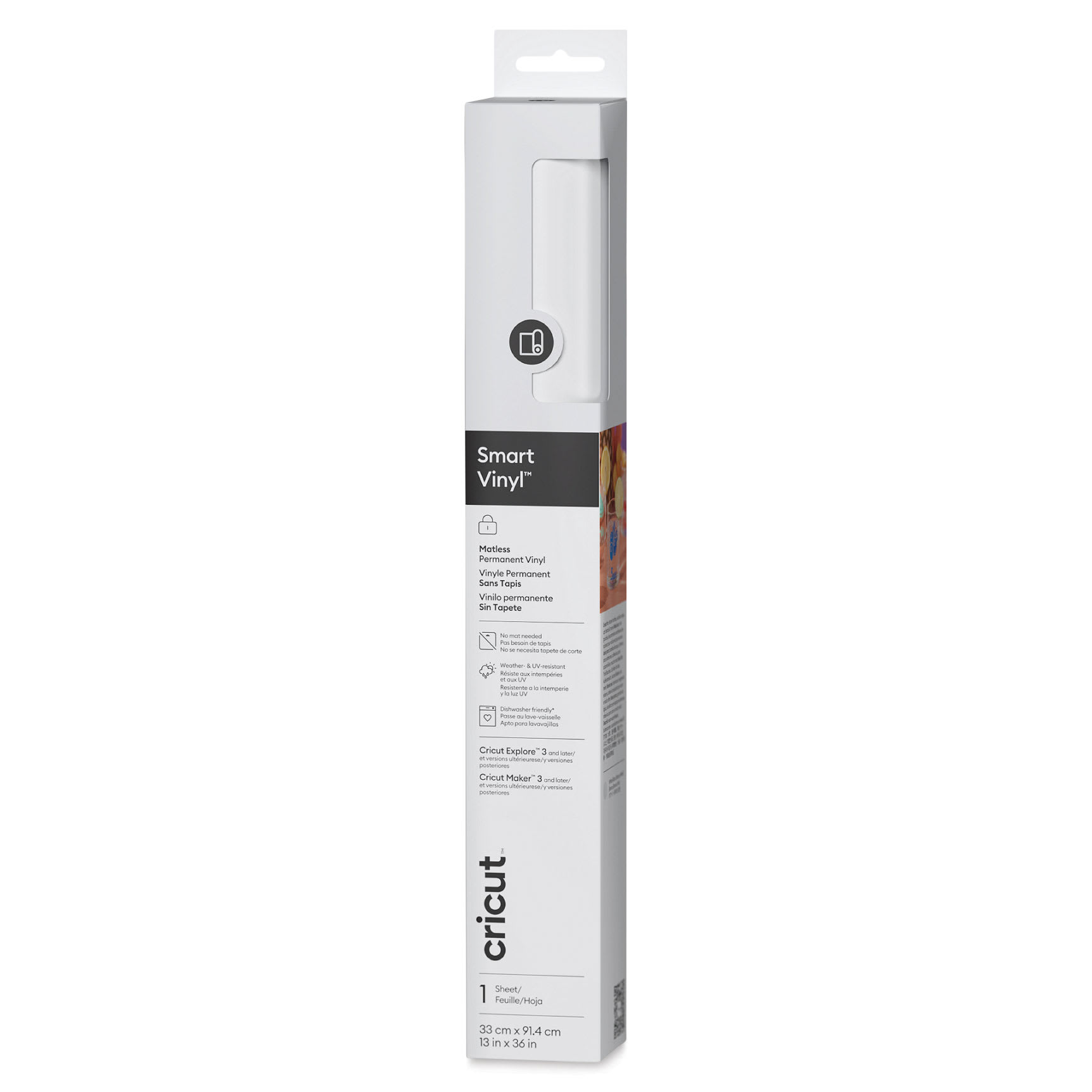 Cricut Permanent Smart Vinyl - White, 13" x 3 ft, Roll