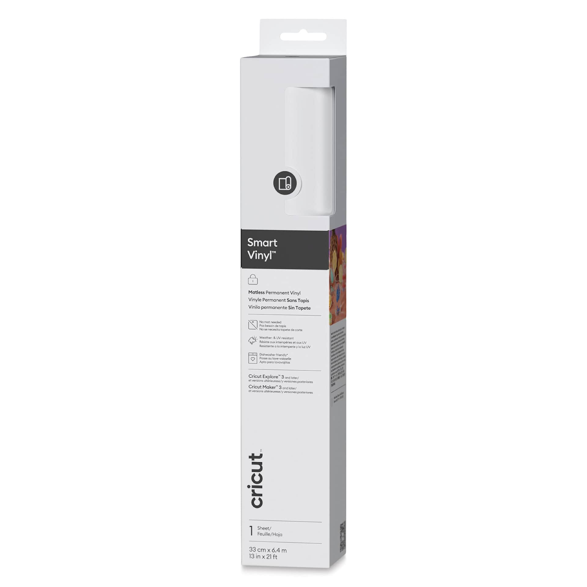 Cricut Permanent Smart Vinyl - White, 13" x 21 ft, Roll