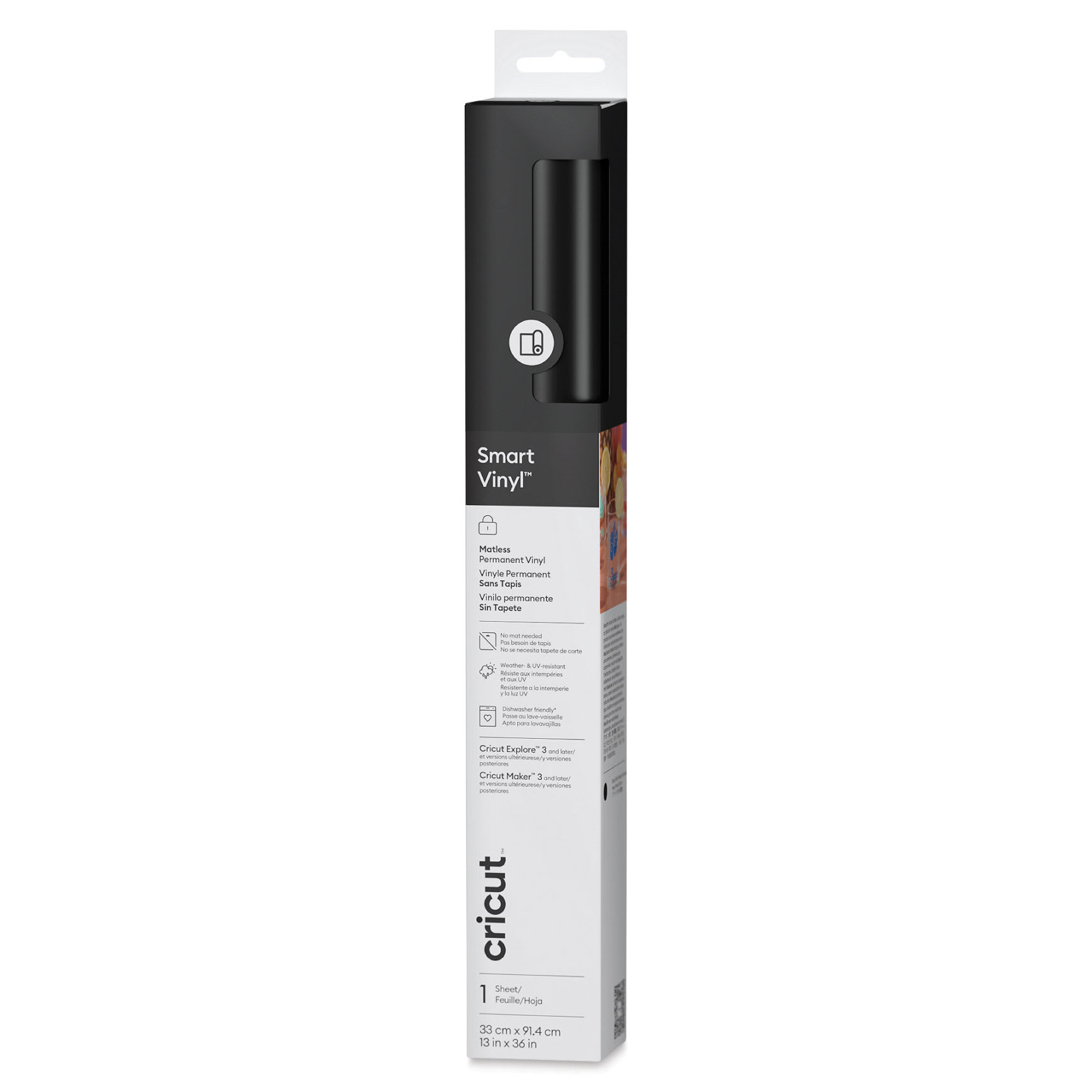 Cricut Permanent Smart Vinyl - Black, 13" x 3 ft, Roll