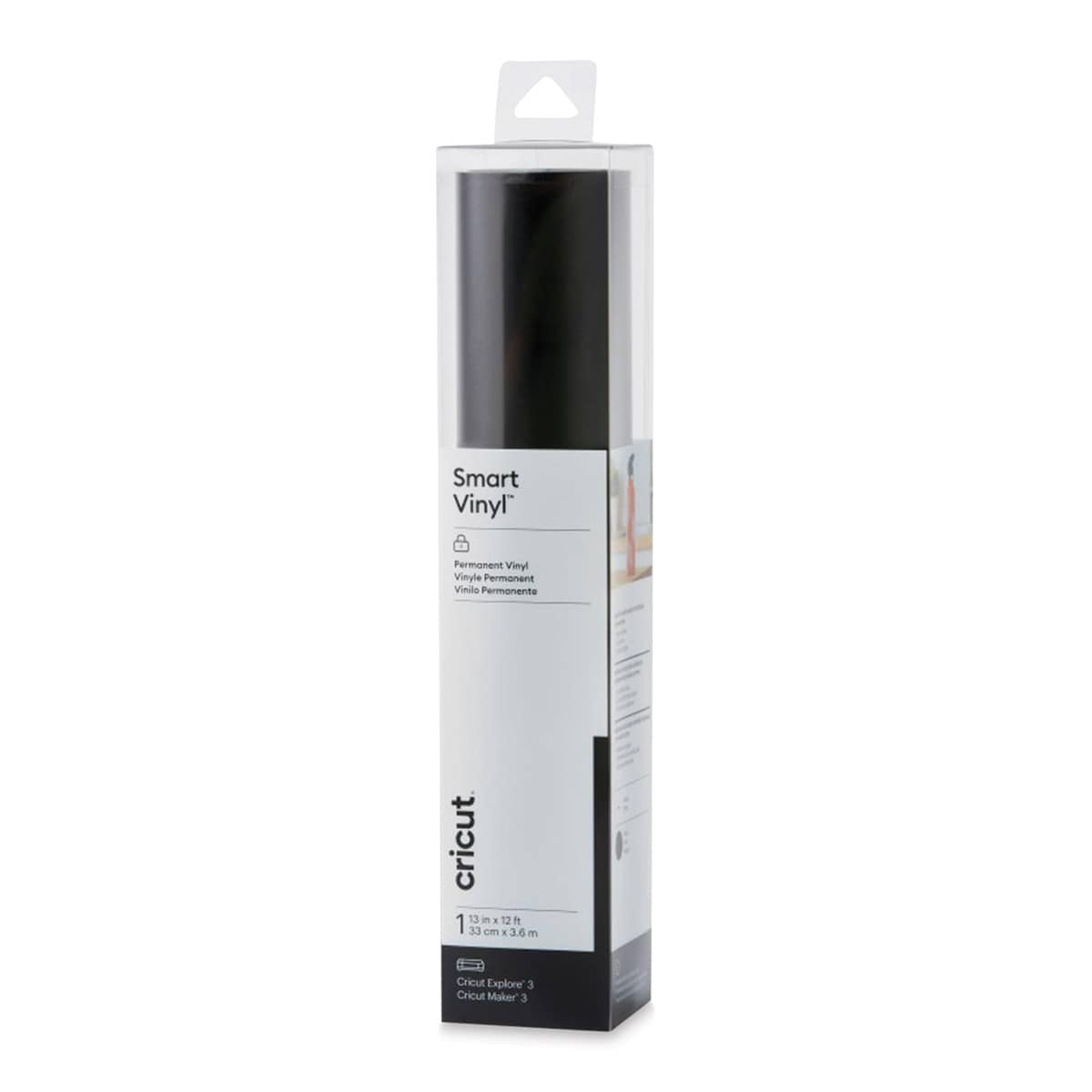 Cricut Permanent Smart Vinyl - Black, 13" x 12 ft, Roll (In packaging)