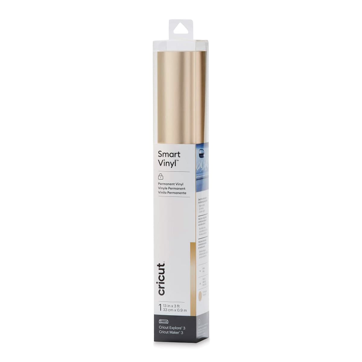 Cricut Permanent Smart Vinyl - Champagne, Matte Metallic, 13" x 3 ft, Roll (In packaging)