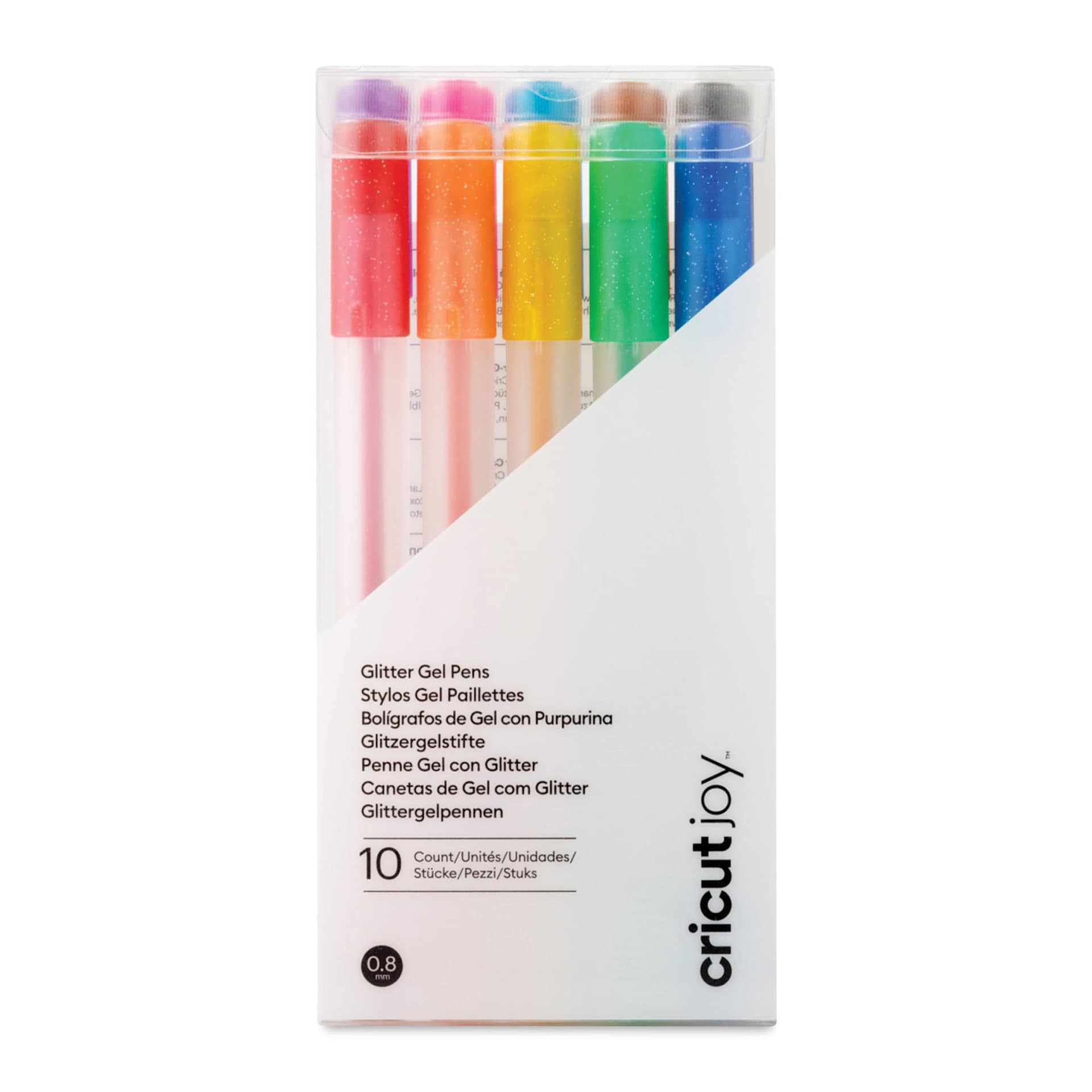Cricut Joy Gel Pens - Glitter Rainbow, Set of 10, front of the packaging
