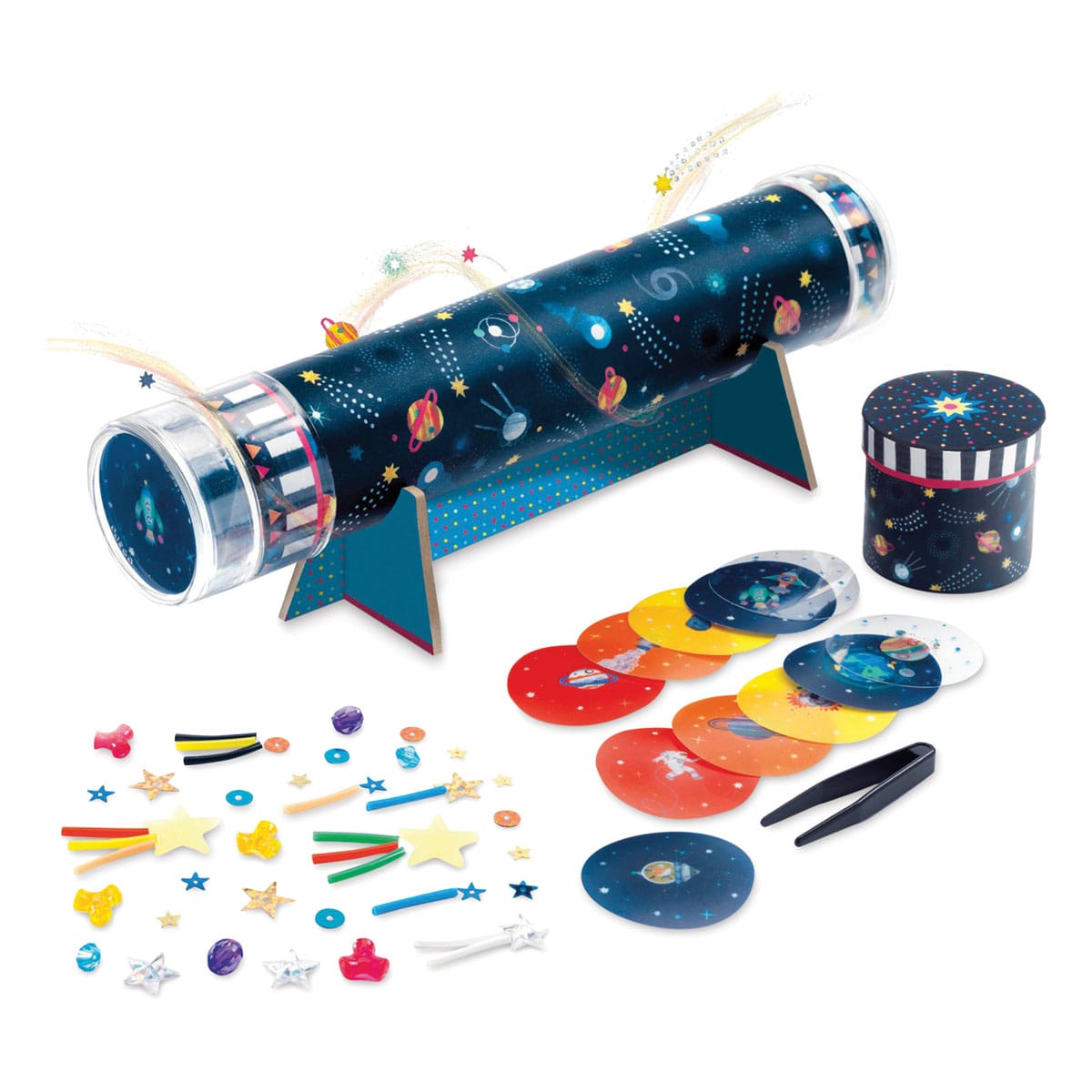 Djeco Do It Yourself Space Immersion Kaleidoscope Kit (Sample completed kaleidoscope with kit contents)
