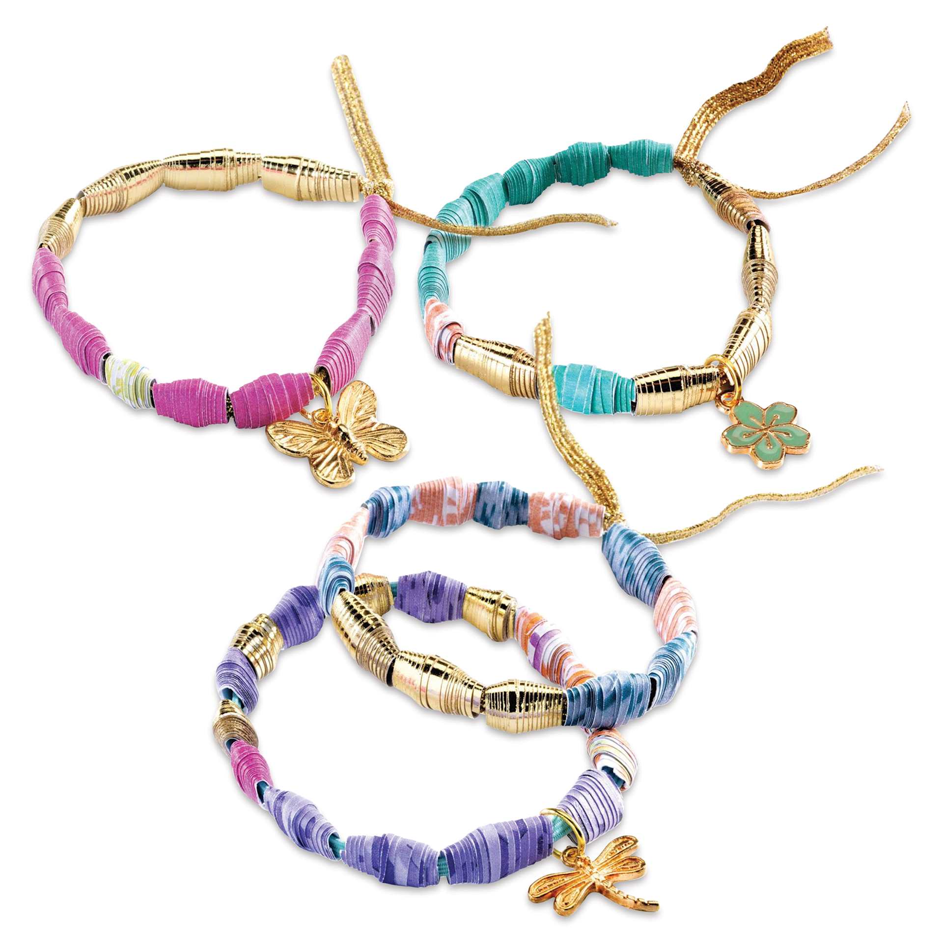 Djeco Do It Yourself Paper Bead Bracelets Kit finished bracelets