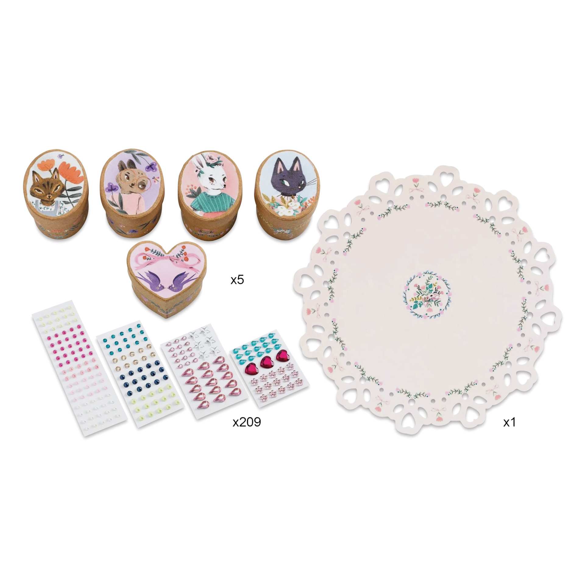 Djeco Do It Yourself Adorable Mini Boxes Kit - contents