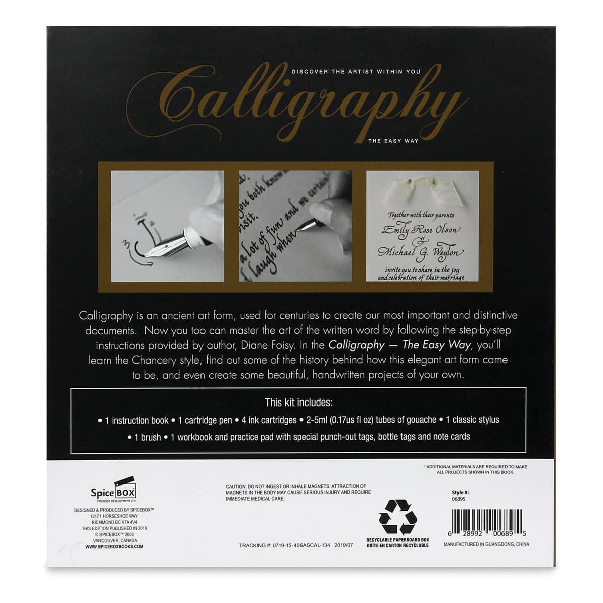 SpiceBox Art Studio Calligraphy Kit (Back of packaging)
