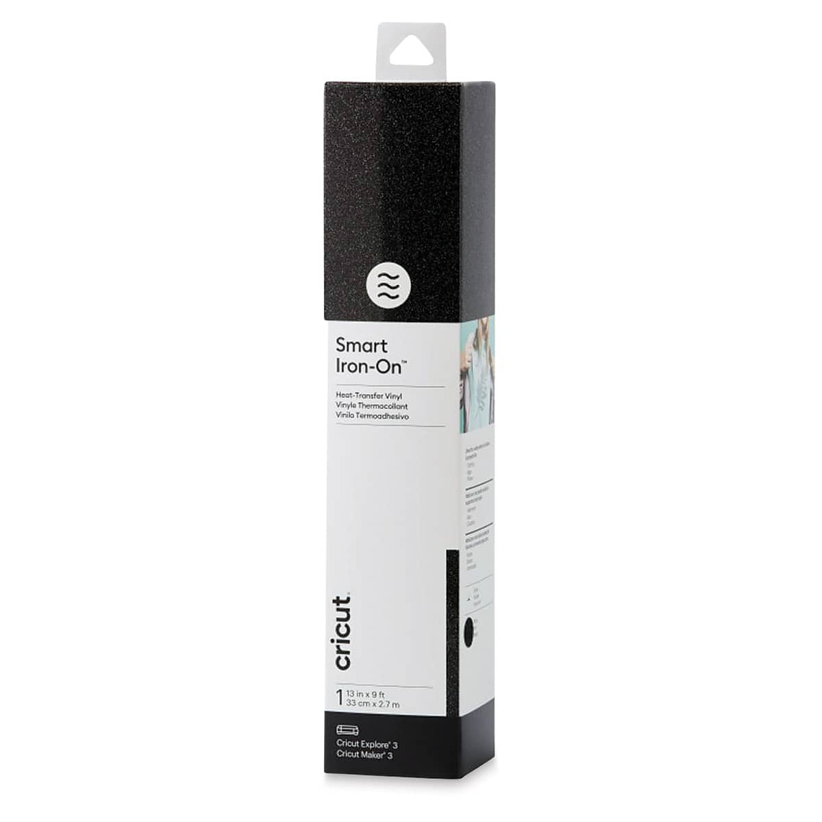 Cricut Smart Iron-On Heat Transfer Vinyl - Black Glitter, 13" x 9 ft, Roll