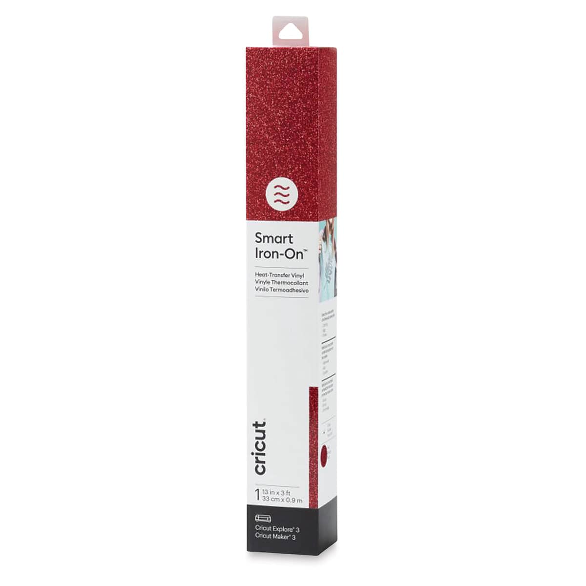 Cricut Smart Iron-On Heat Transfer Vinyl - Red Glitter, 13" x 3 ft, Roll