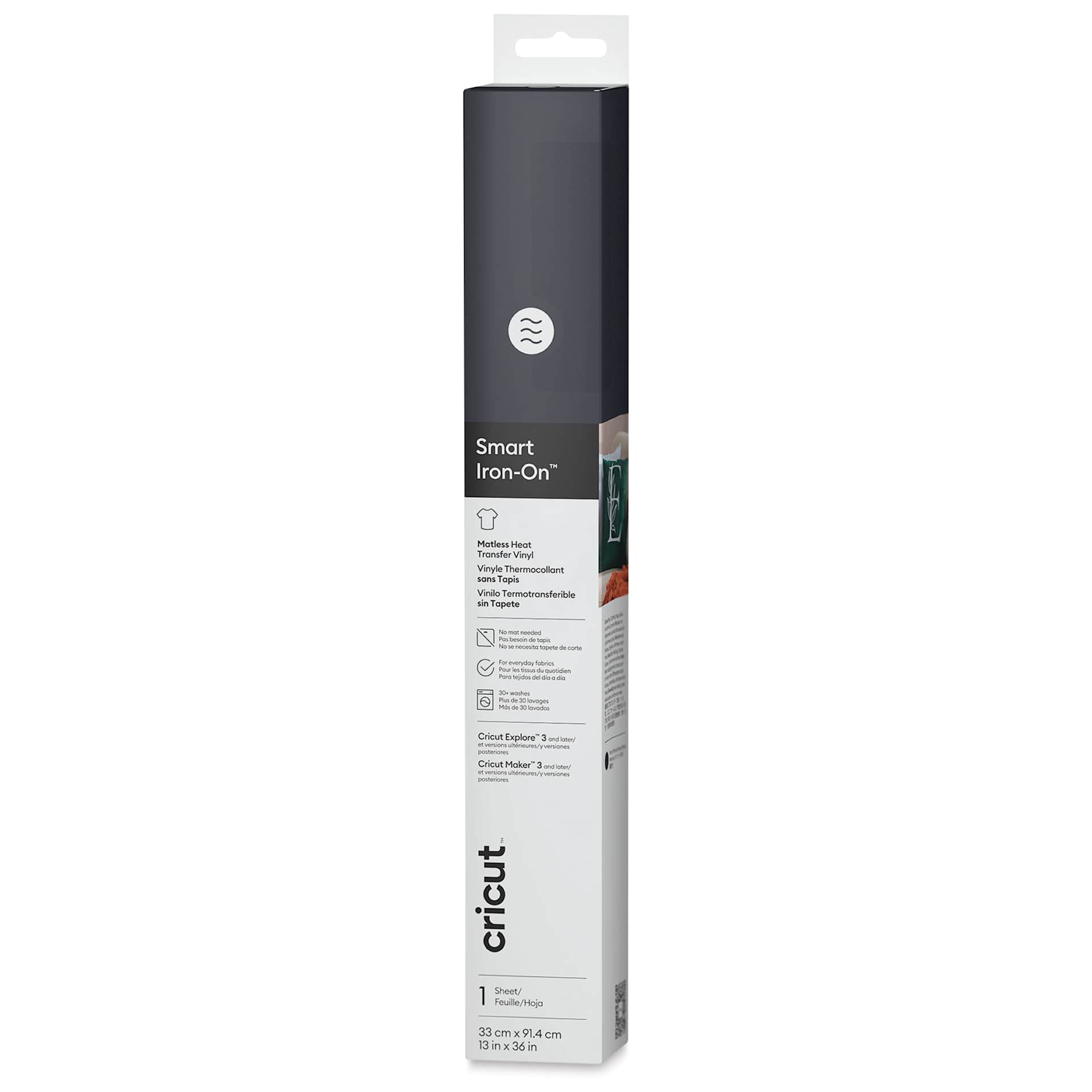 Cricut Smart Iron-On Heat Transfer Vinyl - Navy, 13" x 3 ft, Roll front of packaging