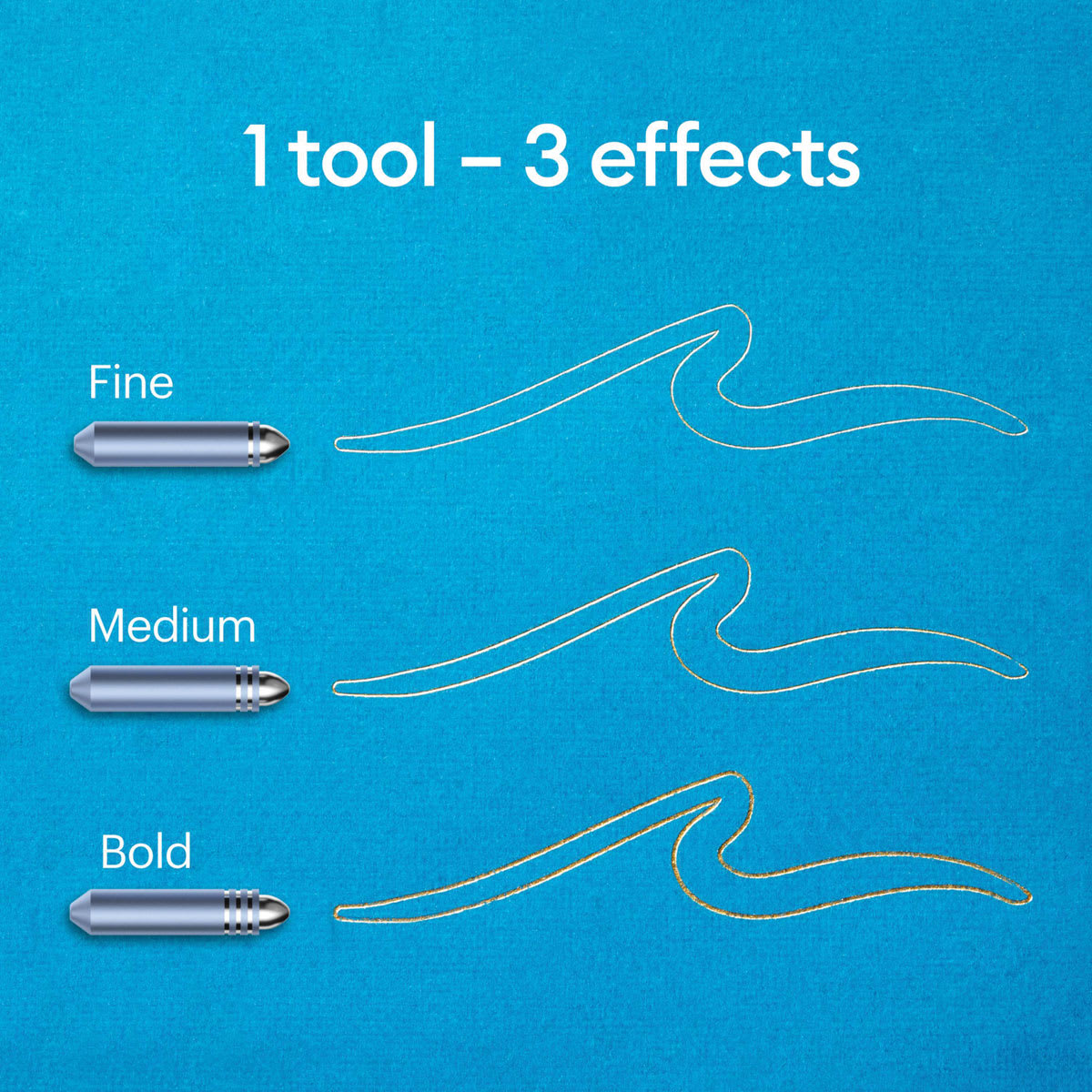 Cricut Foil Transfer Tool Replacement Tips - Set of 3 (Sample Fine, Medium, and Bold tip foil effects)
