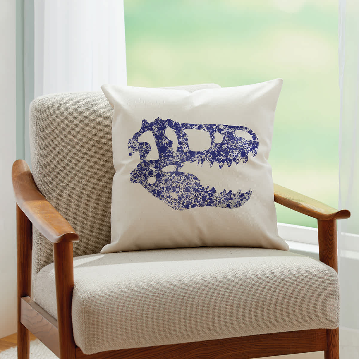 Cricut Pillow Cover Blank - Cream, 18" x 18" (Sample pillow cover with T-rex design)
