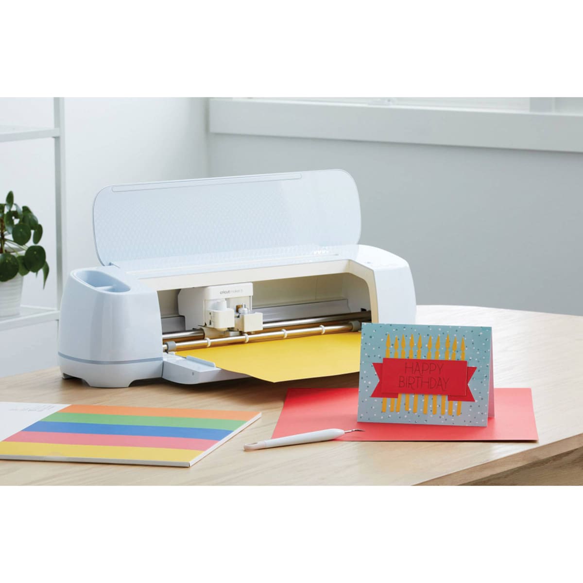 Cricut Smart Paper Sticker Cardstock - Bright Bows, 13" x 13", Package of 10 Sheets (Cricut machine with sample birthday card)