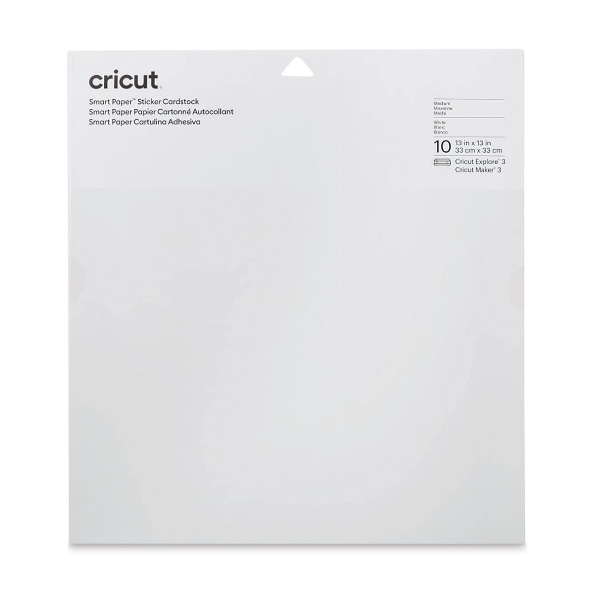 Cricut Smart Paper Sticker Cardstock - White, 13" x 13", Package of 10 Sheets (In packaging)