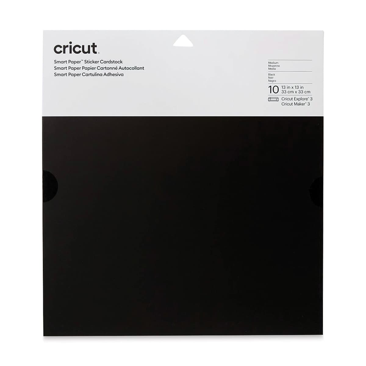 Cricut Smart Paper Sticker Cardstock - Black, 13" x 13", Package of 10 Sheets (In packaging)