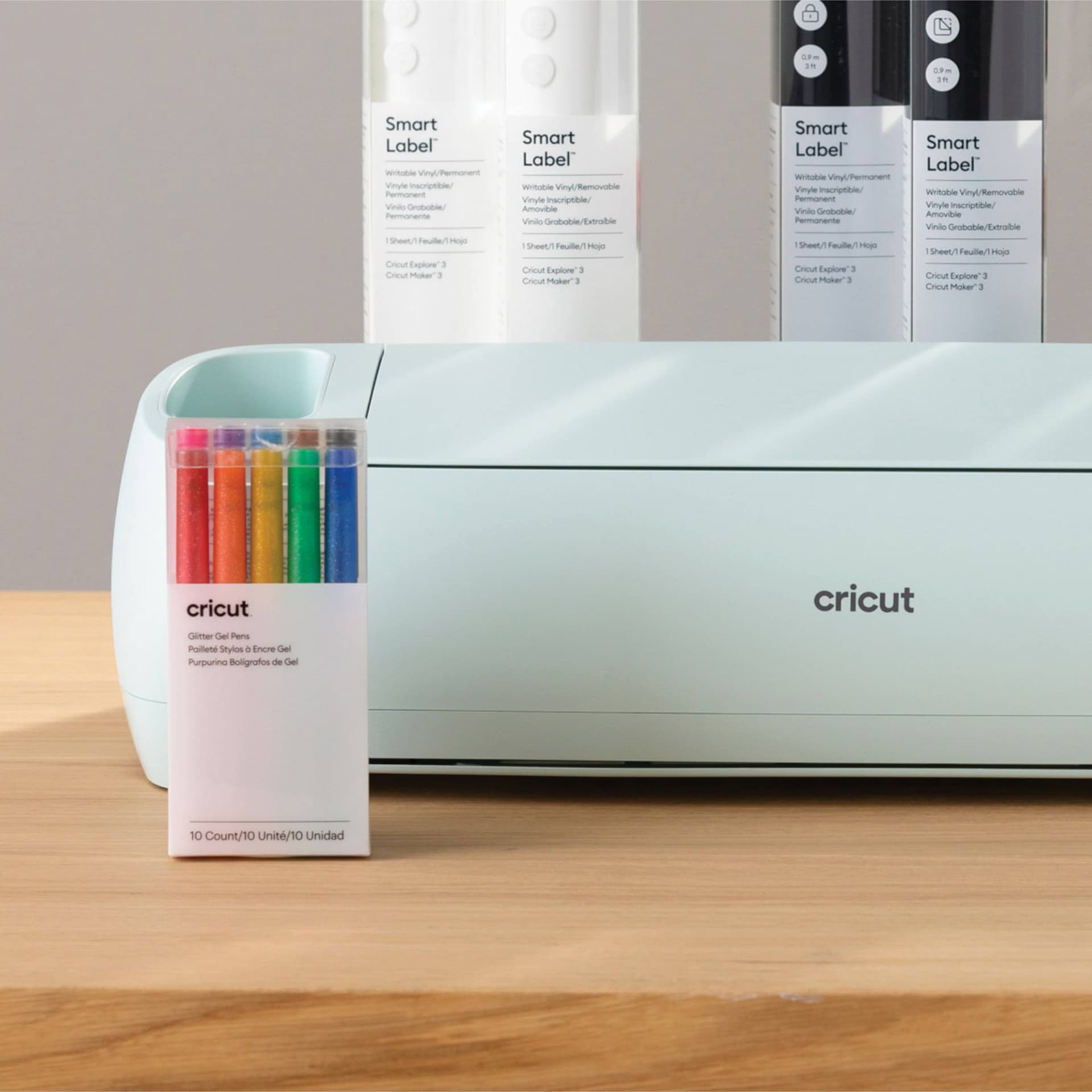 Cricut Gel Pen Set - Set of 10, Rainbow Glitter, 0.8 mm (Set next to Cricut machine)