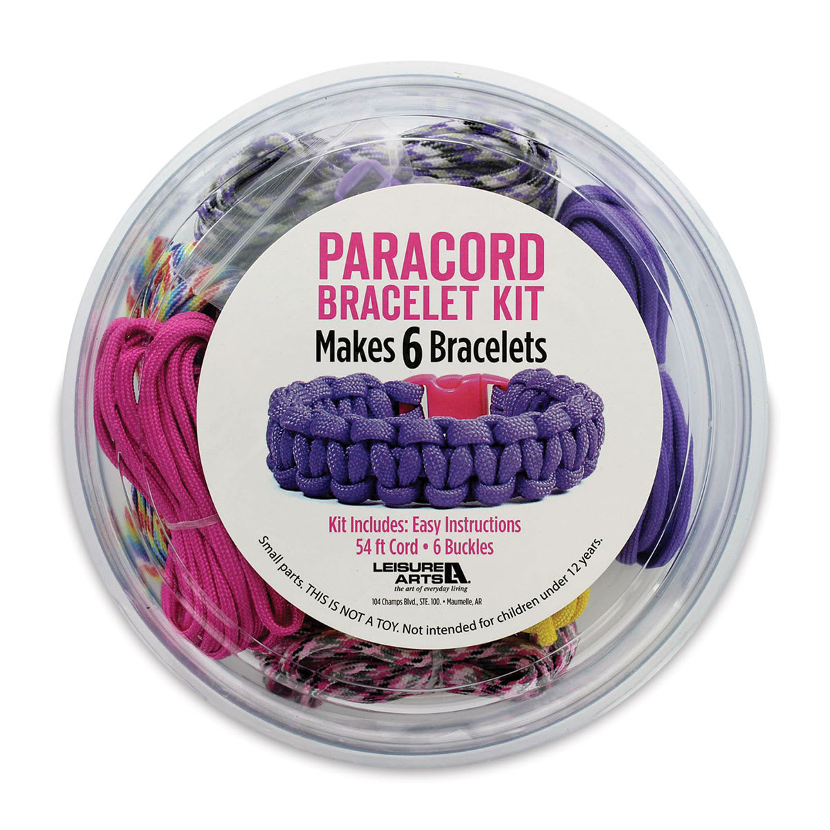Leisure Arts Paracord Bracelet Kit - Pink/Purple/Yellow (In packaging)
