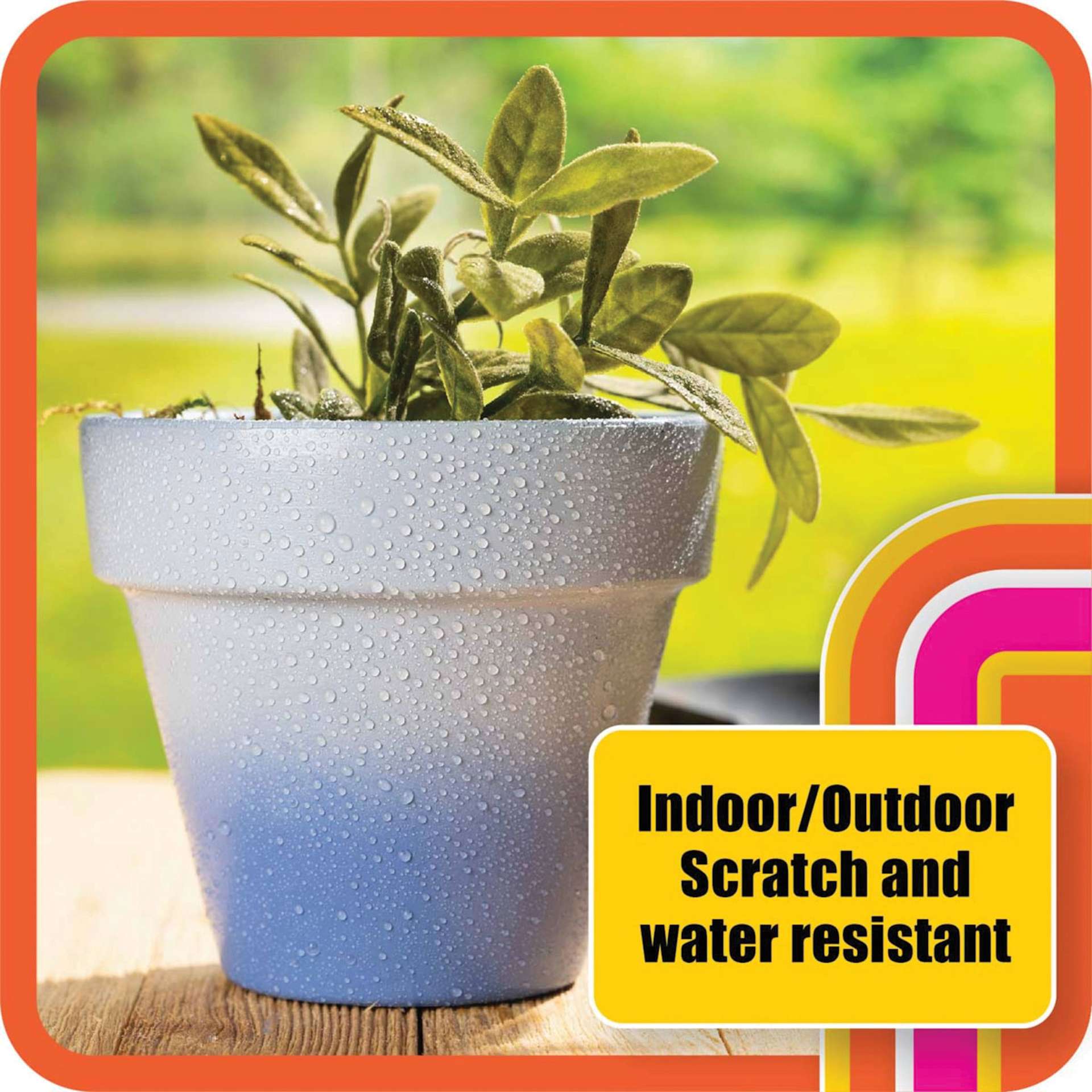Mod Podge Ultra Spray Glue - Satin, plant pot demonstrating resistance to scratches and water