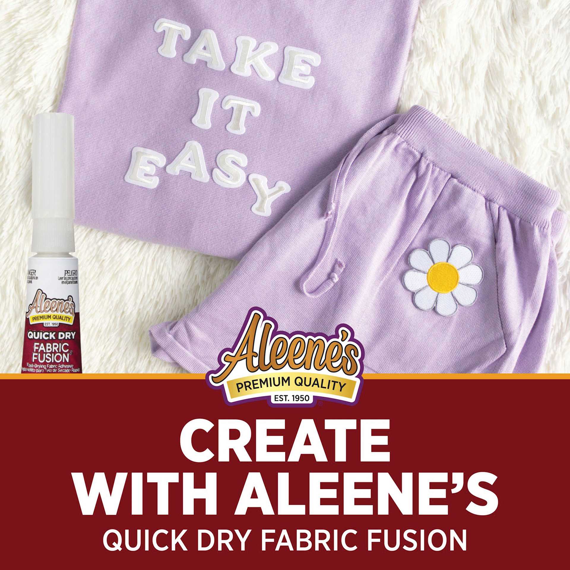 Complete with Aleene's quick dry fabric fusion