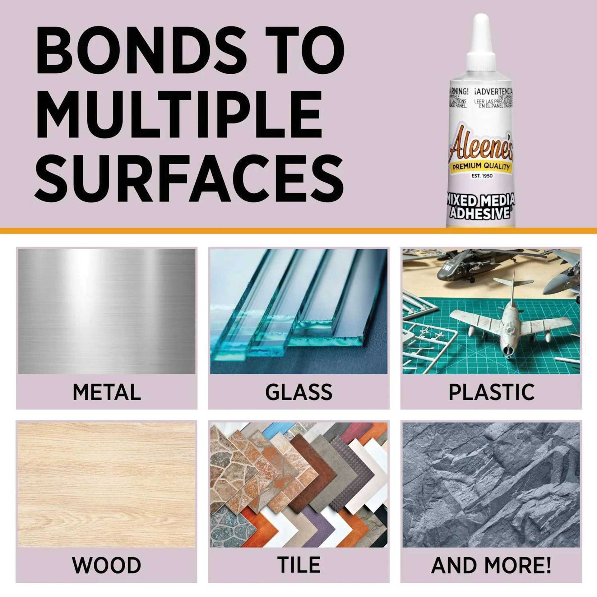 Bonds to multiple surfaces: metal, glass, plastic, wood, tile, and more!