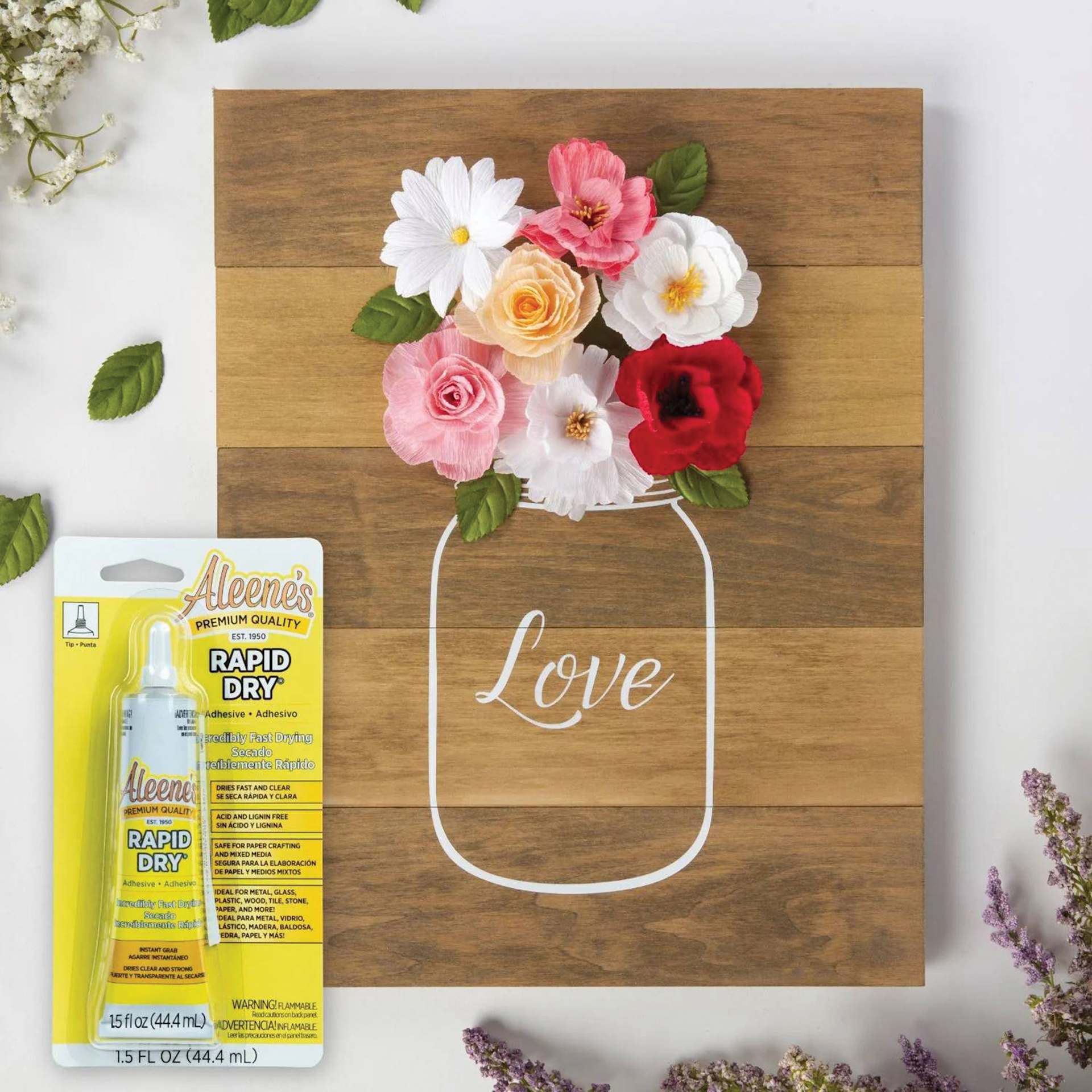 Aleene's Rapid Dry Mixed Media Adhesive - 1.5 oz with completed floral project