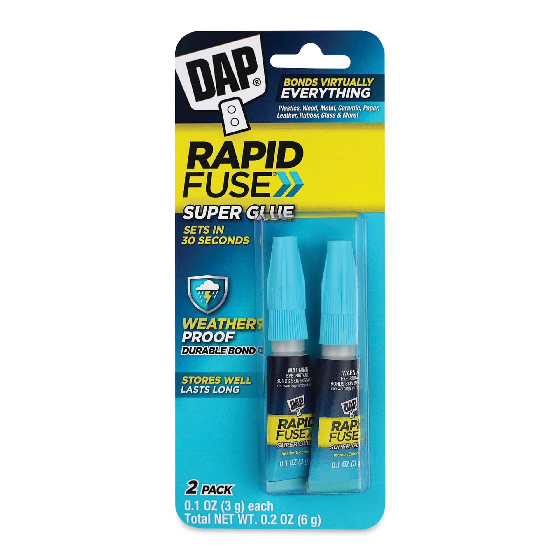 DAP RapidFuse Super Glue - Package of 2, 0.1 oz Tubes front of packaging