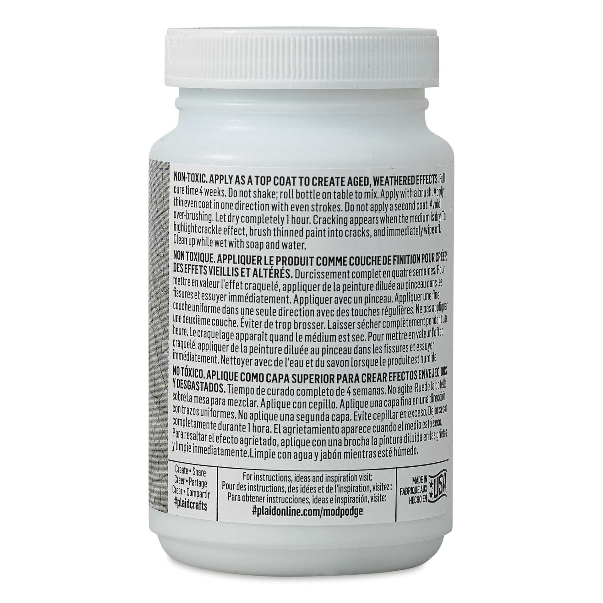 Mod Podge One-Step Crackle Effect - 8 oz, Jar (Back)