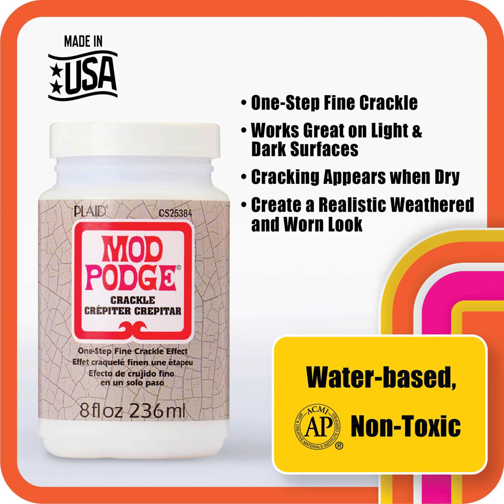 Mod Podge One-Step Crackle Effect, display of features