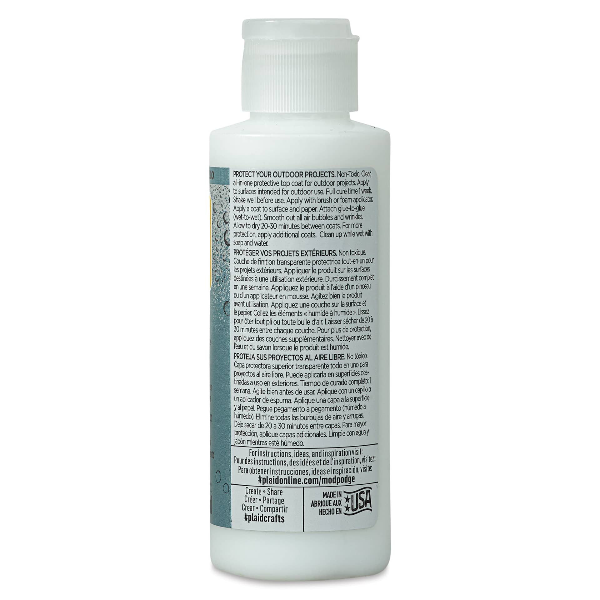 Mod Podge Water Resistant Glue and Sealer - 4 oz (Back of bottle)