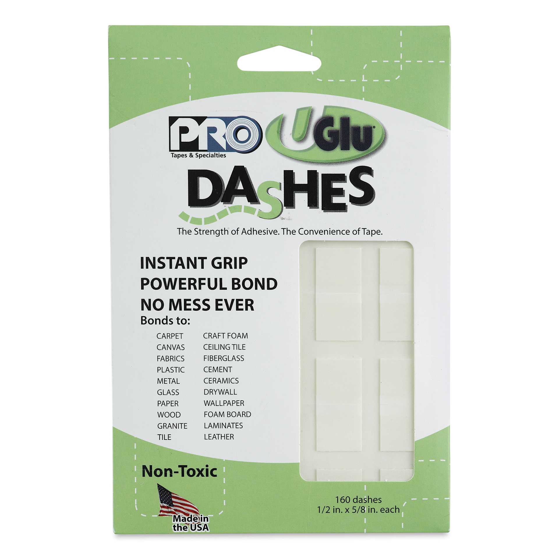Pro Tapes UGlu Dashes Mounting Strips - Pkg of 160, front of the packaging