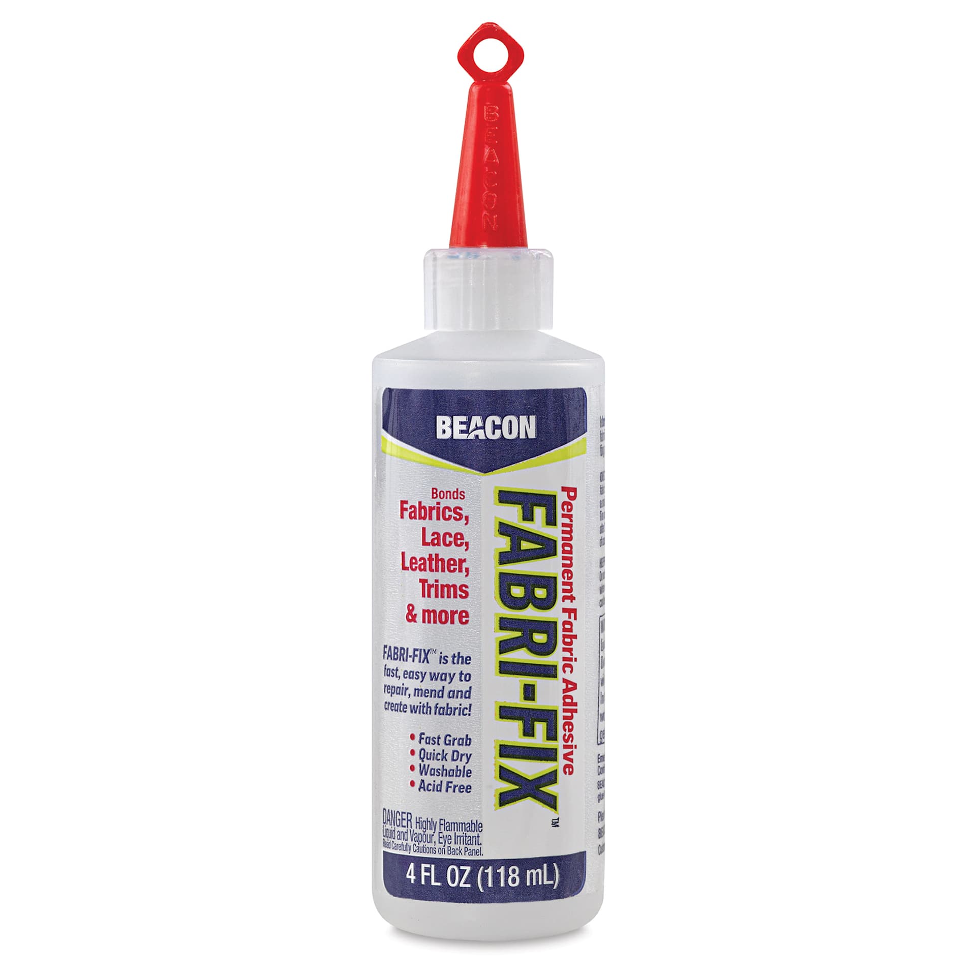 Beacon Fabri-Fix Permanent Adhesive - 4 oz, front of the bottle