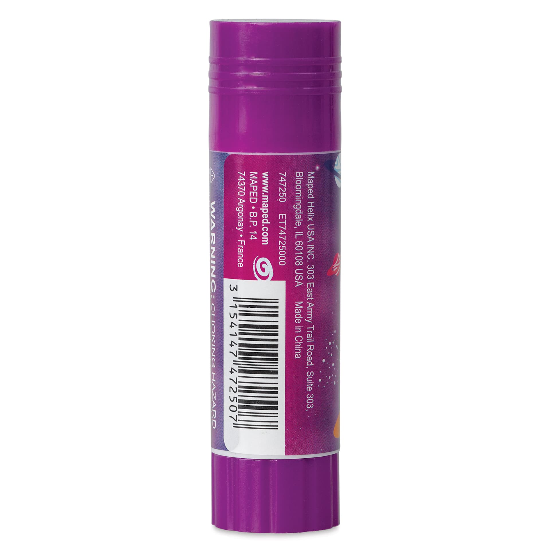 Maped Washable Glue Stick - Purple Clear, 0.74 oz, cap off