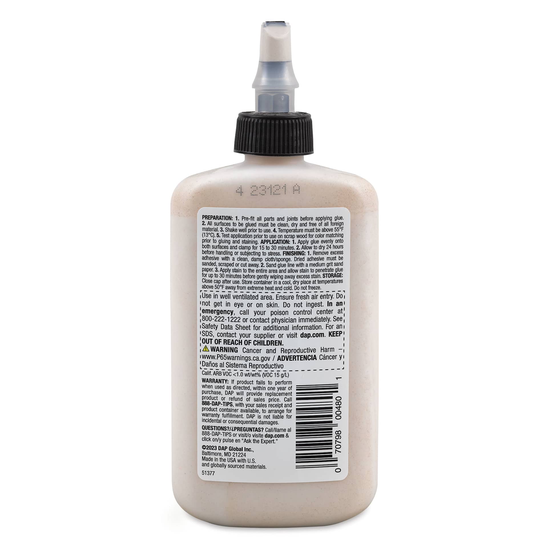 DAP Weldwood Professional Wood Glue - 8 oz - back