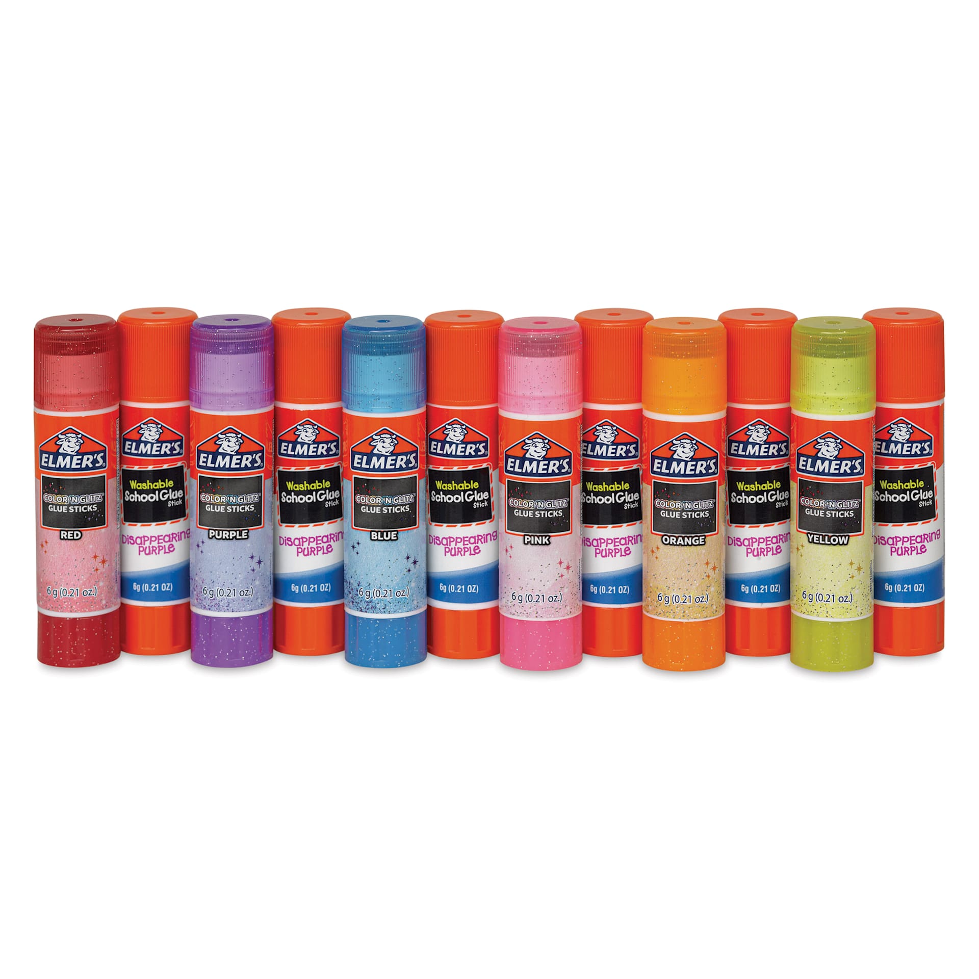 Elmer's Color n Glitz Glitter Glue Sticks - 6 g, Pkg of 12