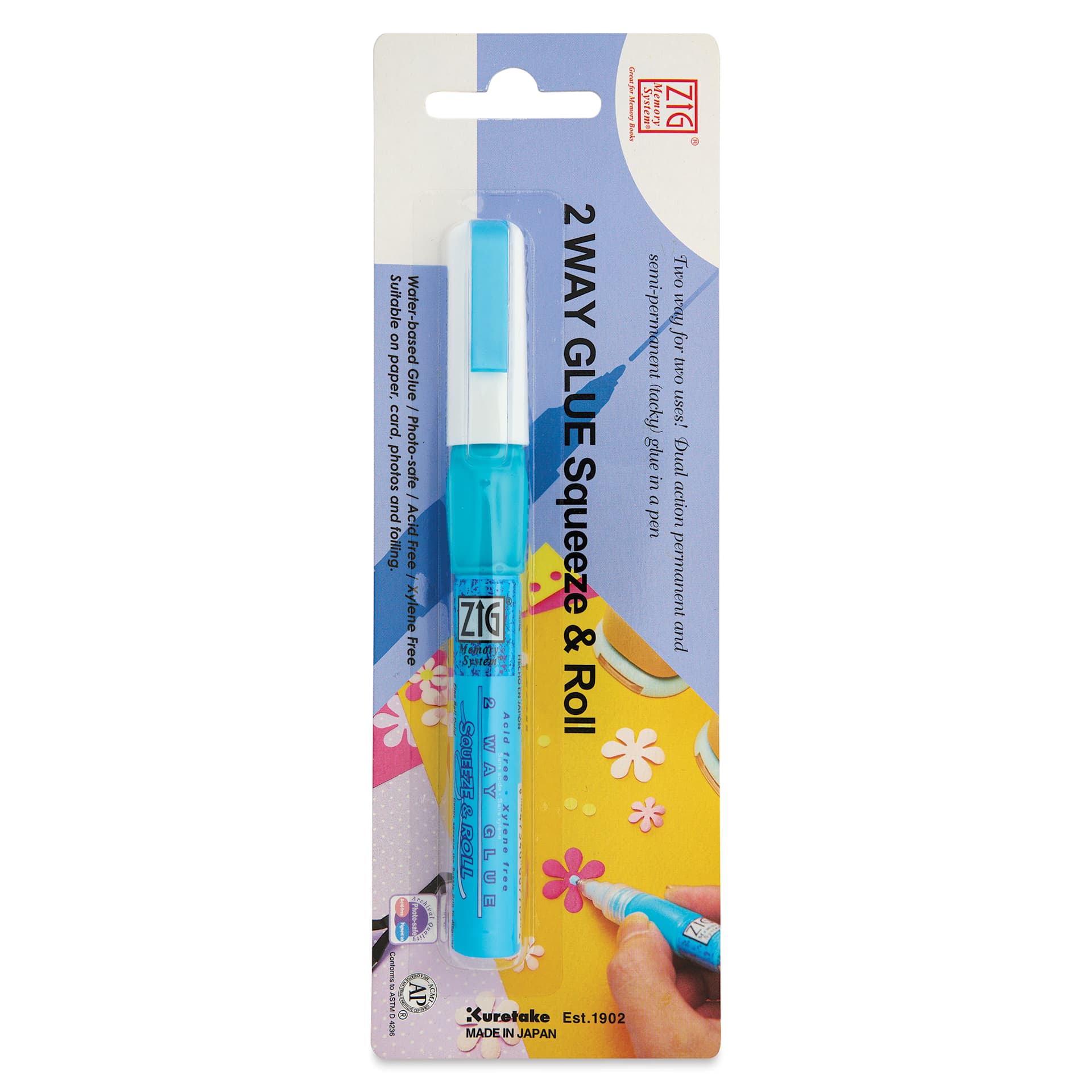 Kuretake Zig 2 Way Glue Pen - Squeeze & Roll - front of packaging