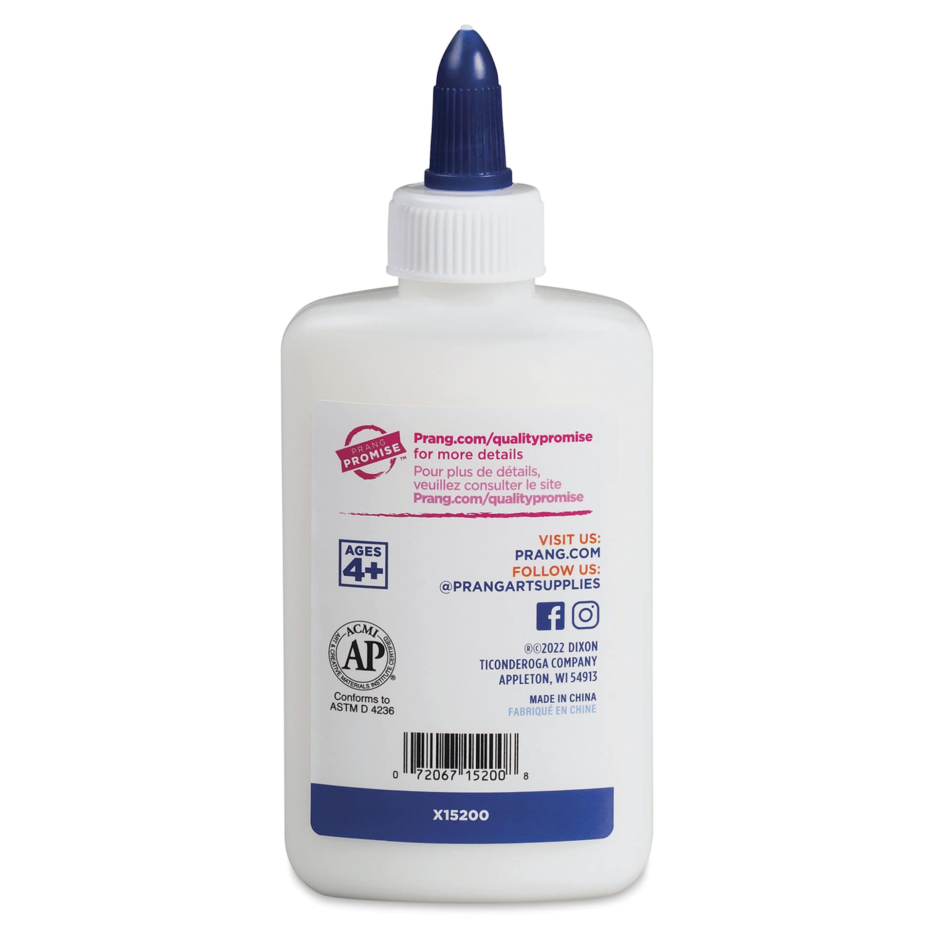 Prang Washable Liquid White School Glue - 4.4 oz - back of bottle