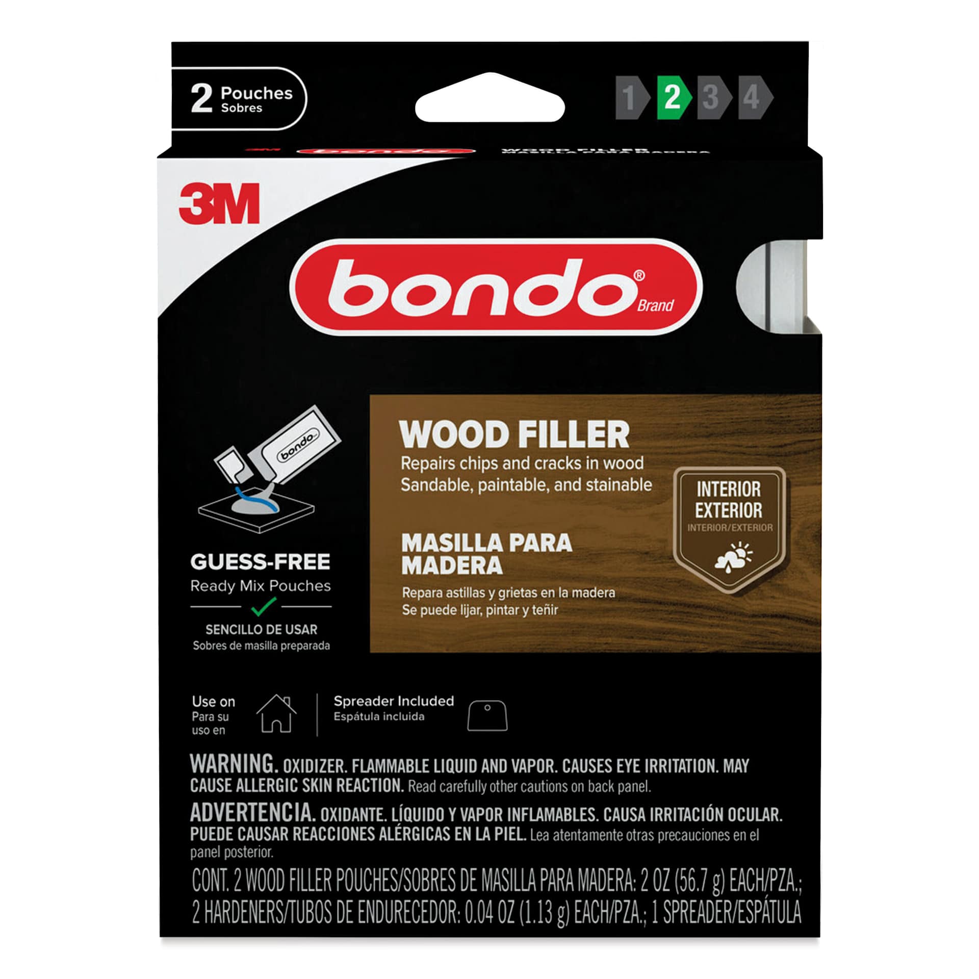 Bondo Wood Filler Ready Mix Pouches - Pkg of 2, 2 oz front of packaging